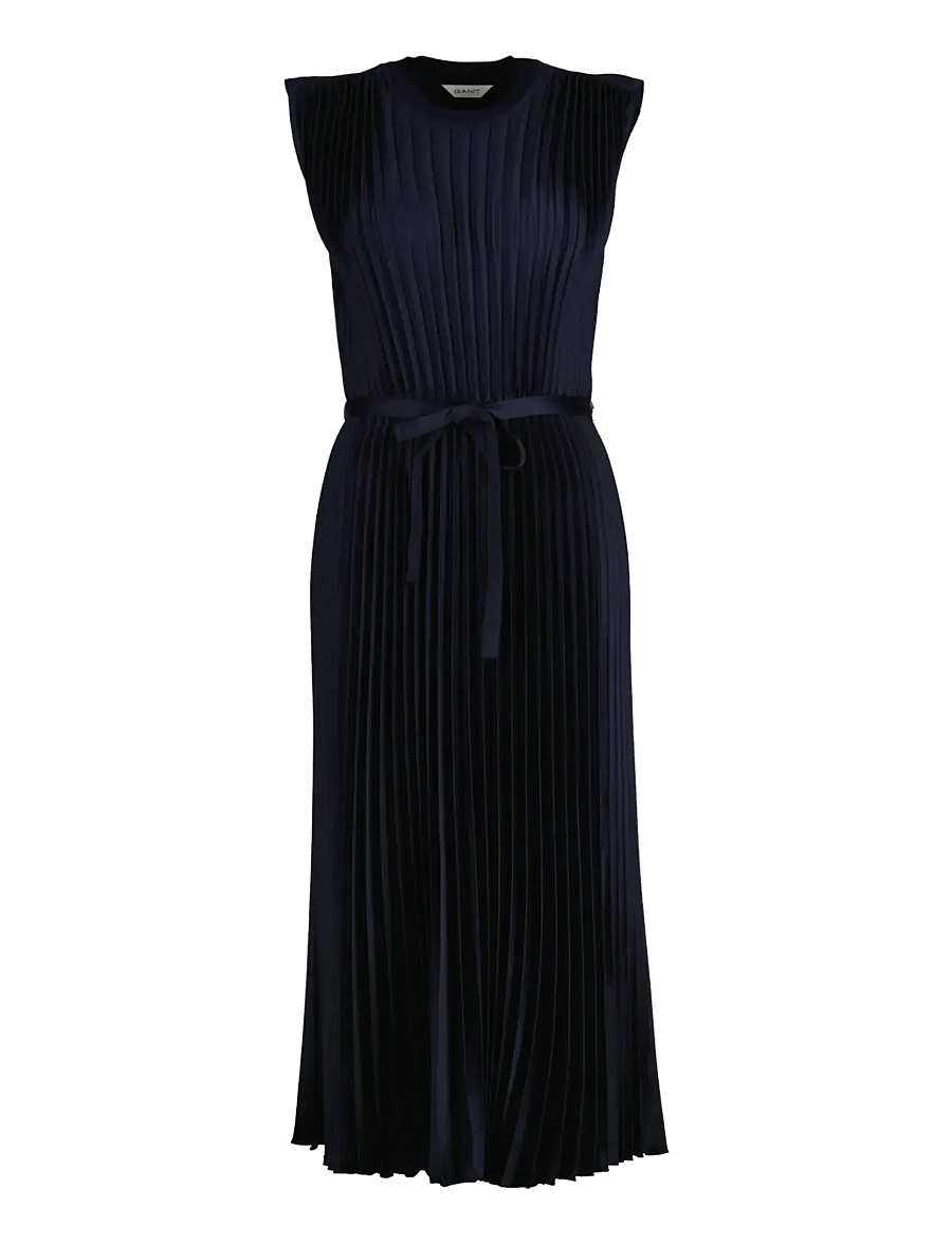 Gant - BELTED PLEATED DRESS - midikleidid - evening blue - 1