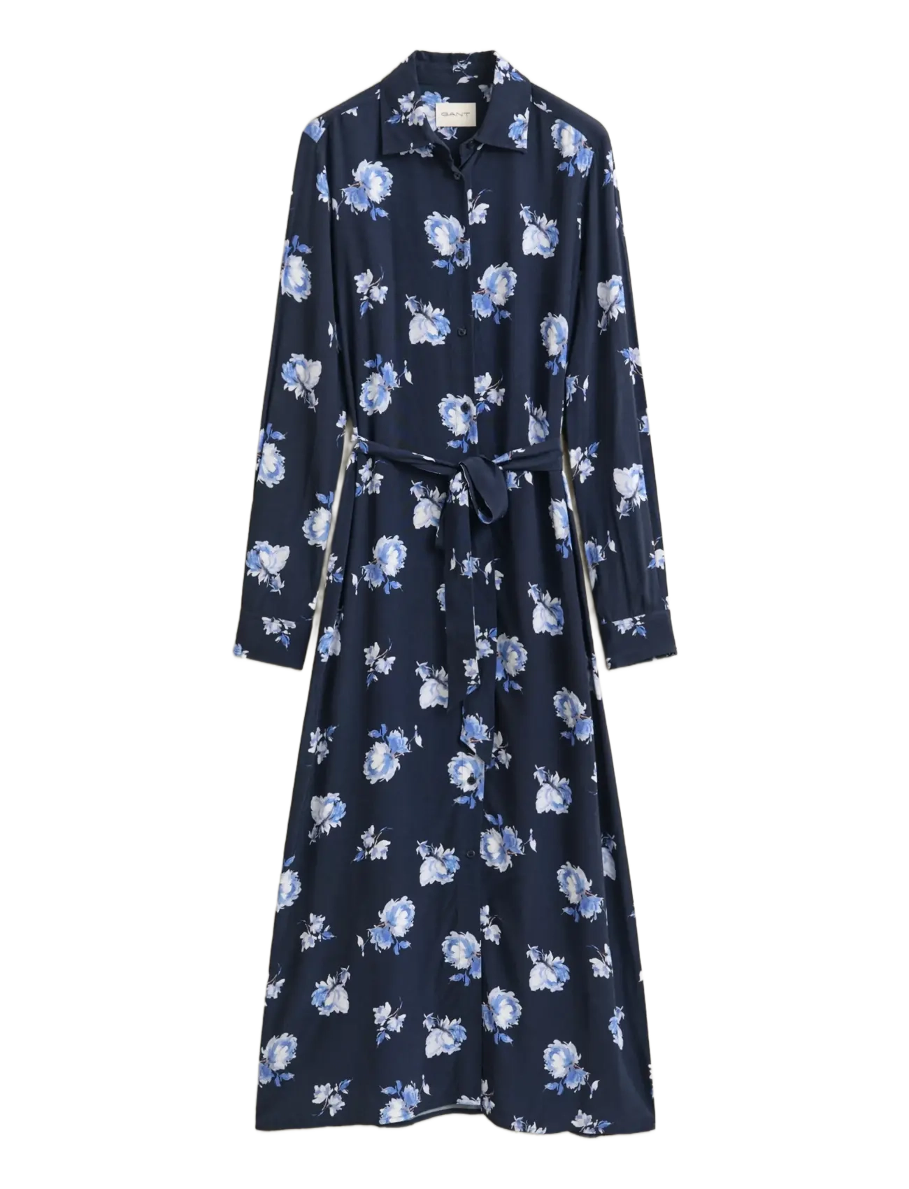 Gant Floral Printed Fluid Shirt Dress, 44, Dresses, Marineblau - Knee-length & Midi, Frauen