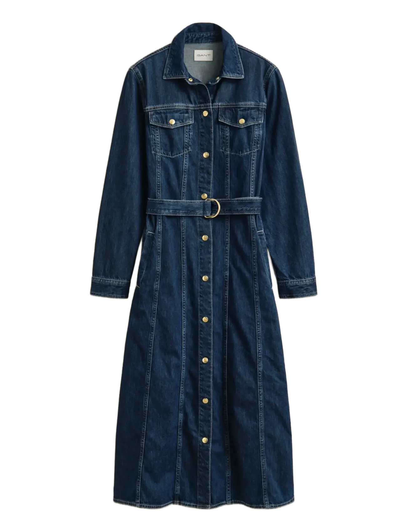 Gant Belted Denim Midi Dress, 34, Dresses, Marineblau - Jeans Frauen