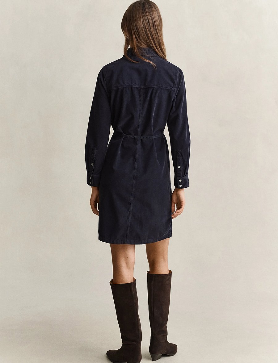 Gant - BELTED CORDUROY SHIRT DRESS - hemdkleider - evening blue - 1
