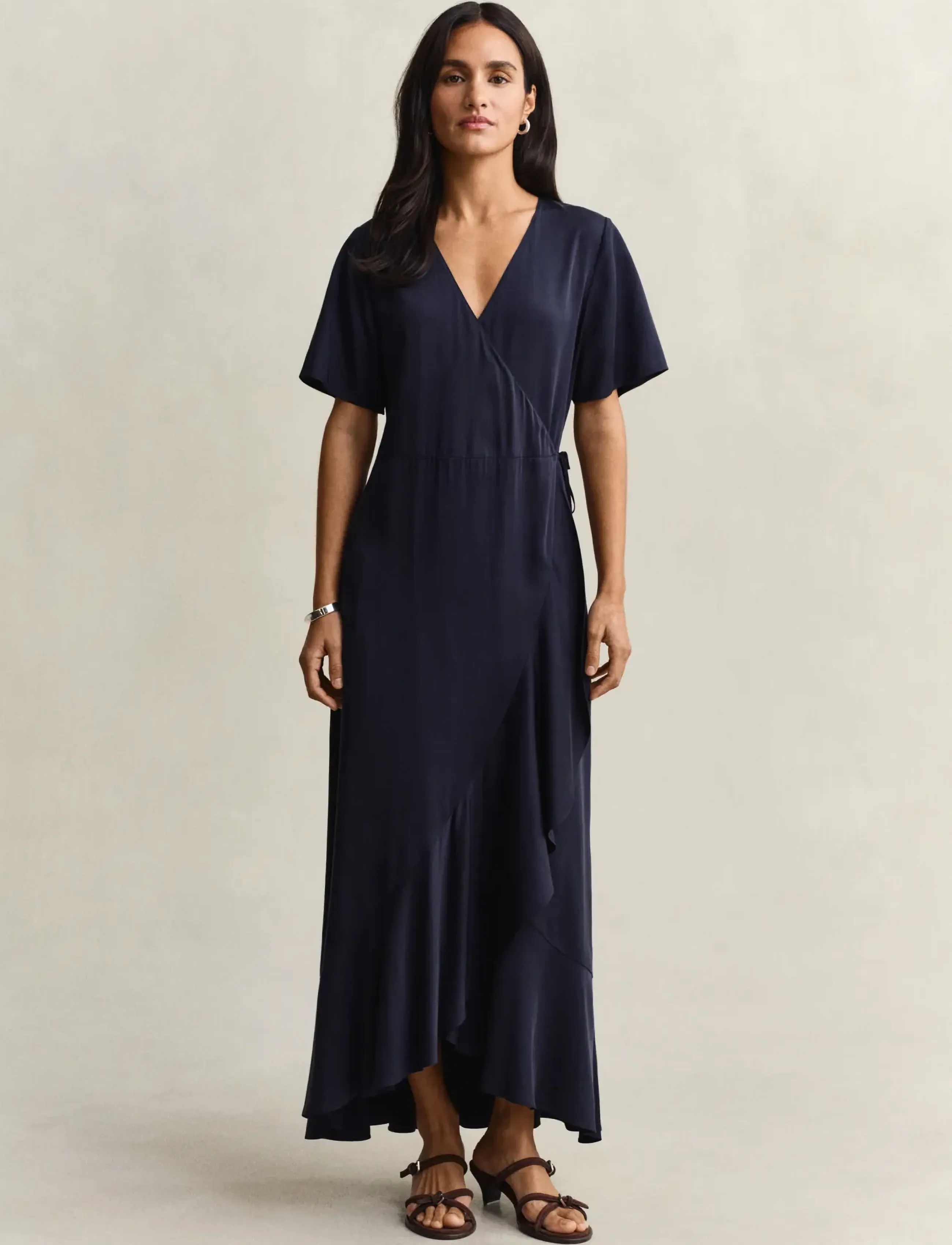 Gant Wrap Ss Frill Dress, 36, Dresses, Marineblau - Frauen