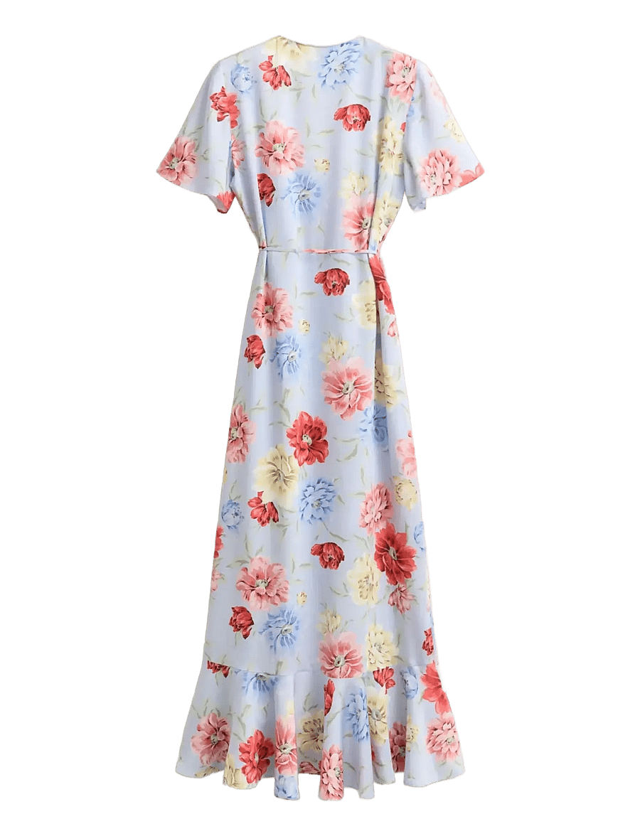 Gant - FLORAL PRINT WRAP SS FRILL DRESS - sommerkjoler - light blue - 2