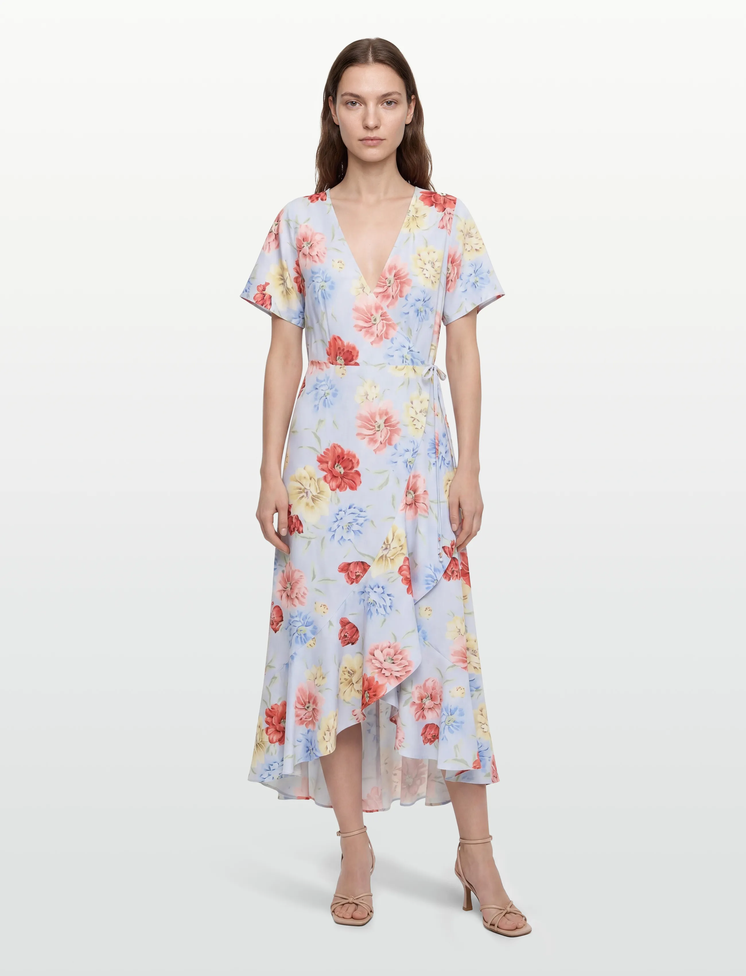 Gant FLORAL PRINT WRAP SS FRILL DRESS - Omlottklänning - LIGHT BLUE / multi