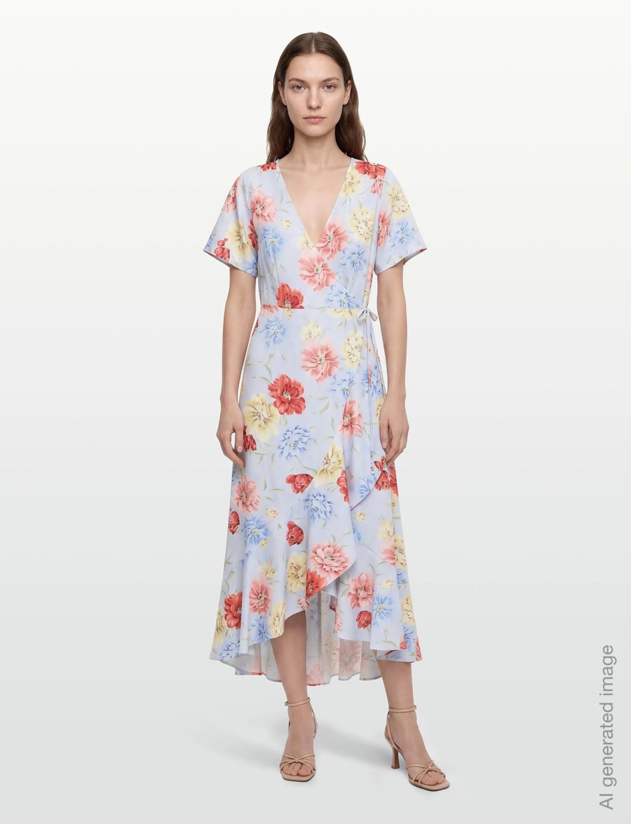 Gant - FLORAL PRINT WRAP SS FRILL DRESS - sommerkjoler - light blue - 0