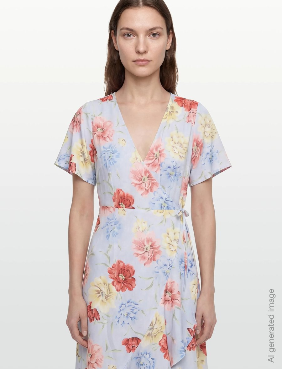 Gant - FLORAL PRINT WRAP SS FRILL DRESS - sommerkjoler - light blue - 3