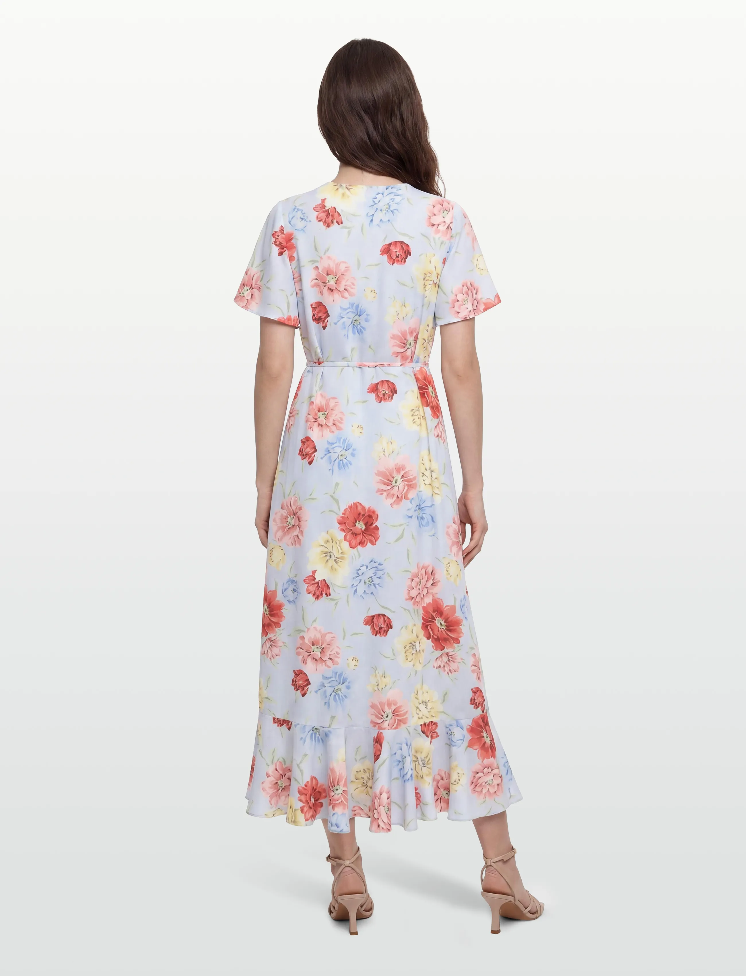 Gant - FLORAL PRINT WRAP SS FRILL DRESS - summer dresses - light blue - 4