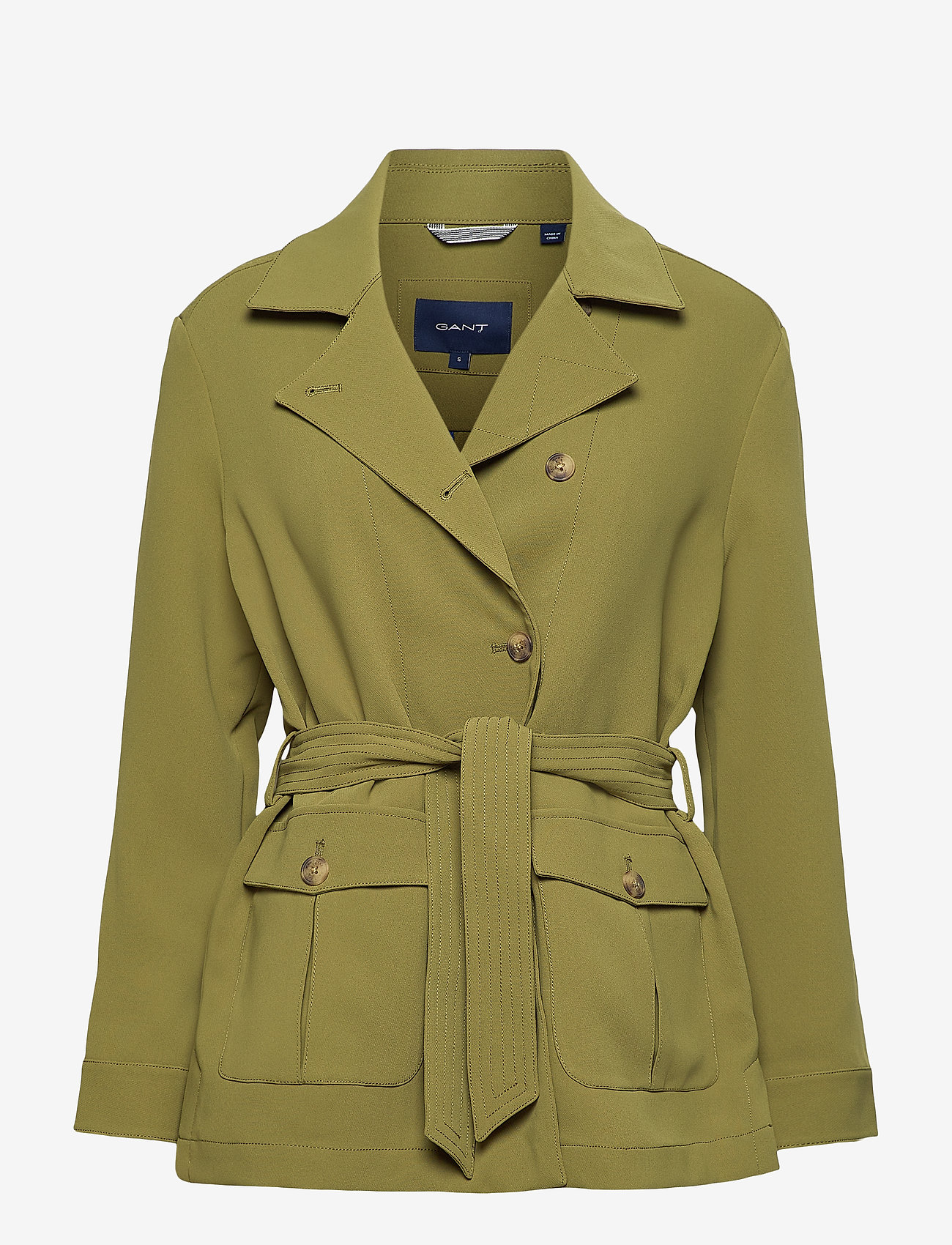 GANT - D1. FLUID BELTED JACKET - olive green - 0