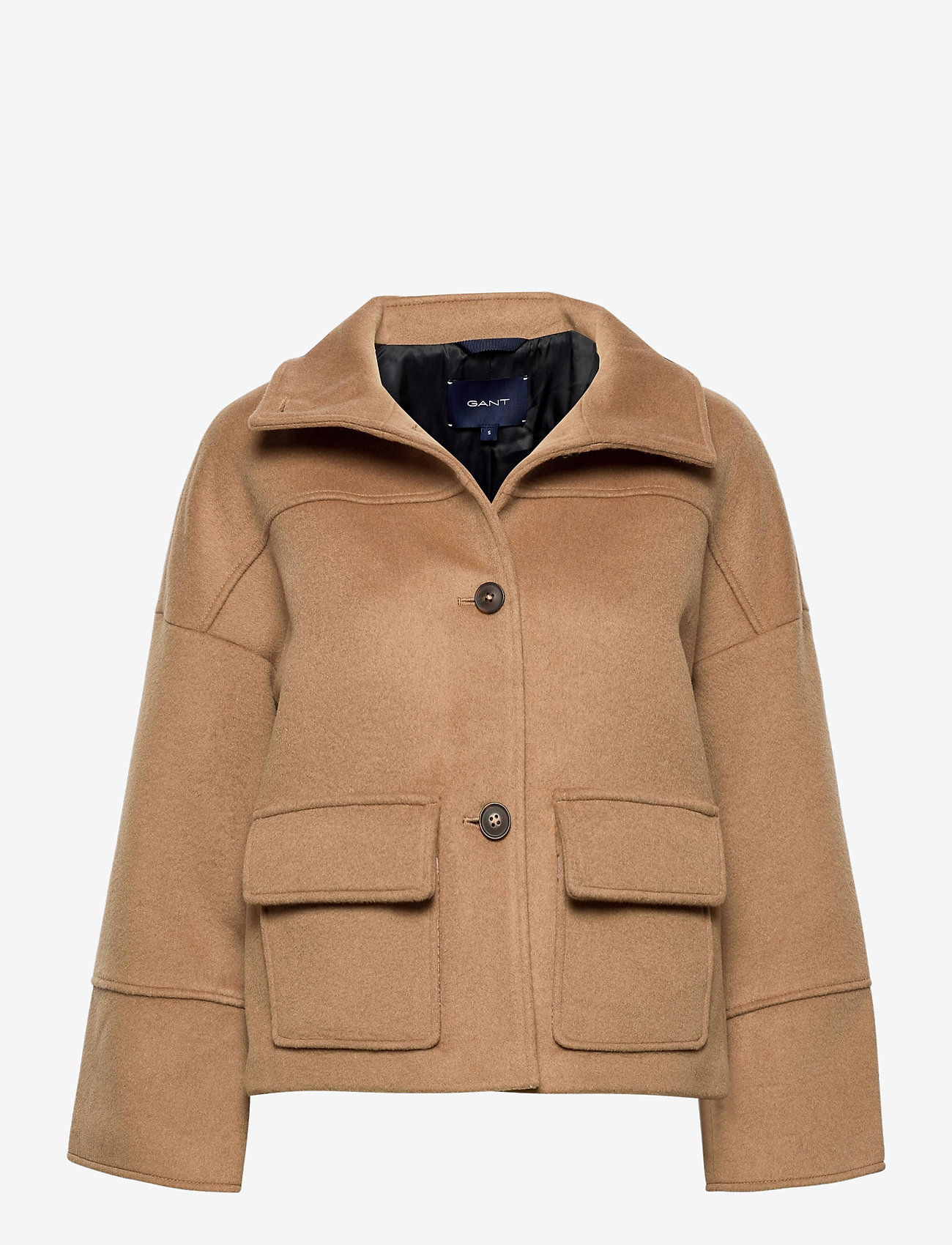 GANT - D1. WOOL BLEND CROPPED JACKET - warm khaki - 0