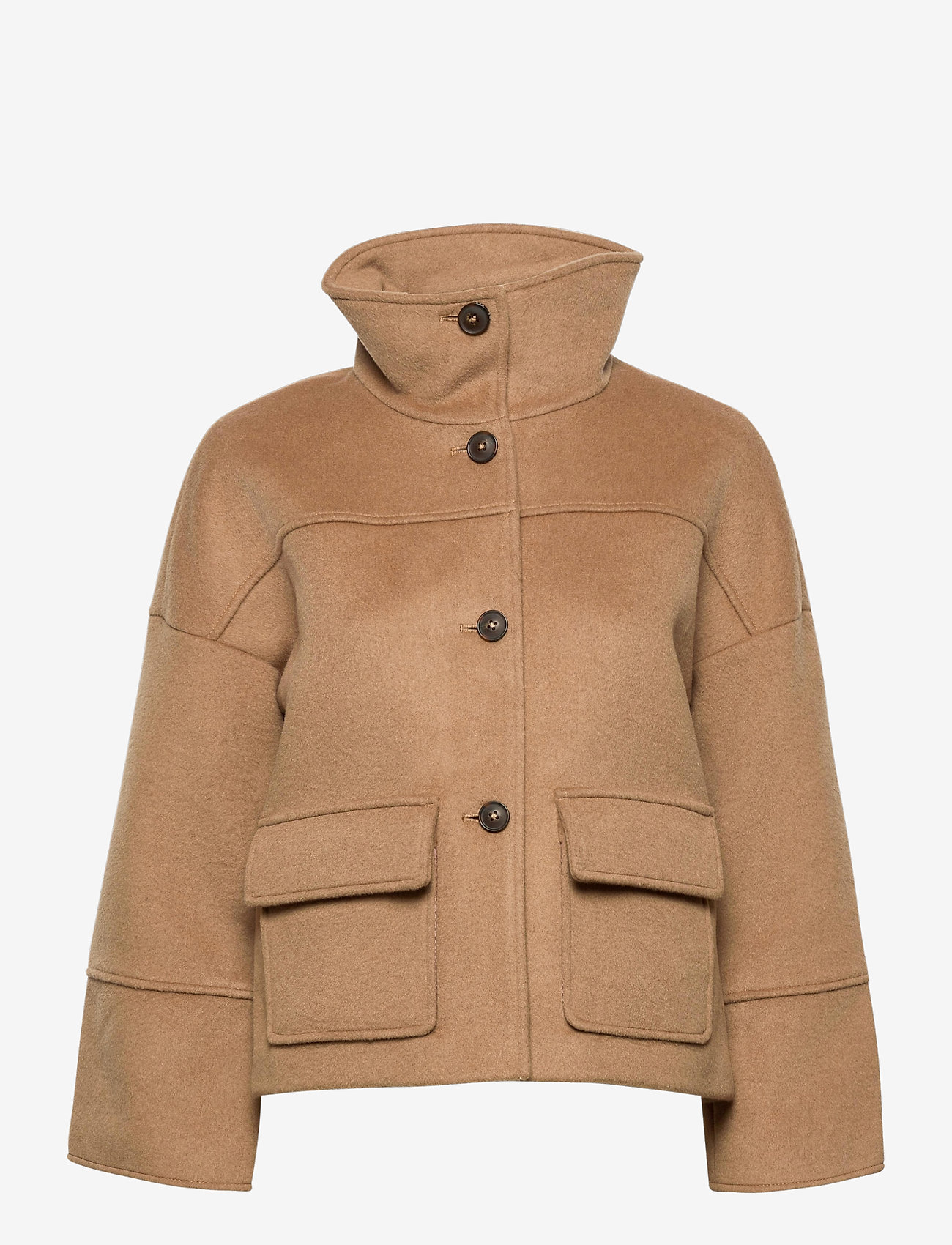 GANT - D1. WOOL BLEND CROPPED JACKET - warm khaki - 1