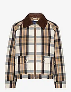 D1. CHECKED CROPPED JACKET - LINEN
