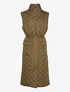 LONG QUILTED VEST - DARK CACTUS