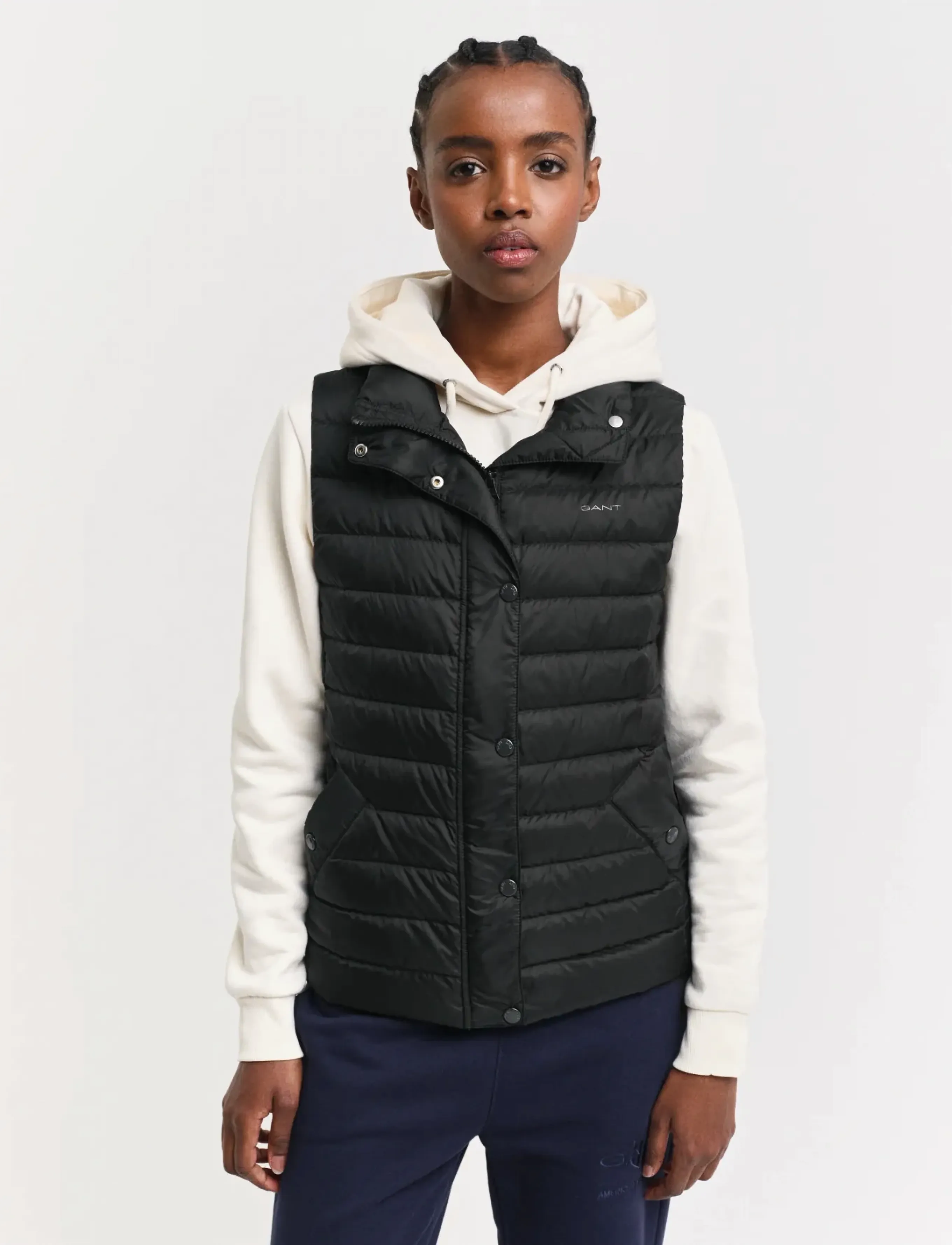 Gant Light Down Vest, S, Black, Veste > Vatterede Veste, Dame