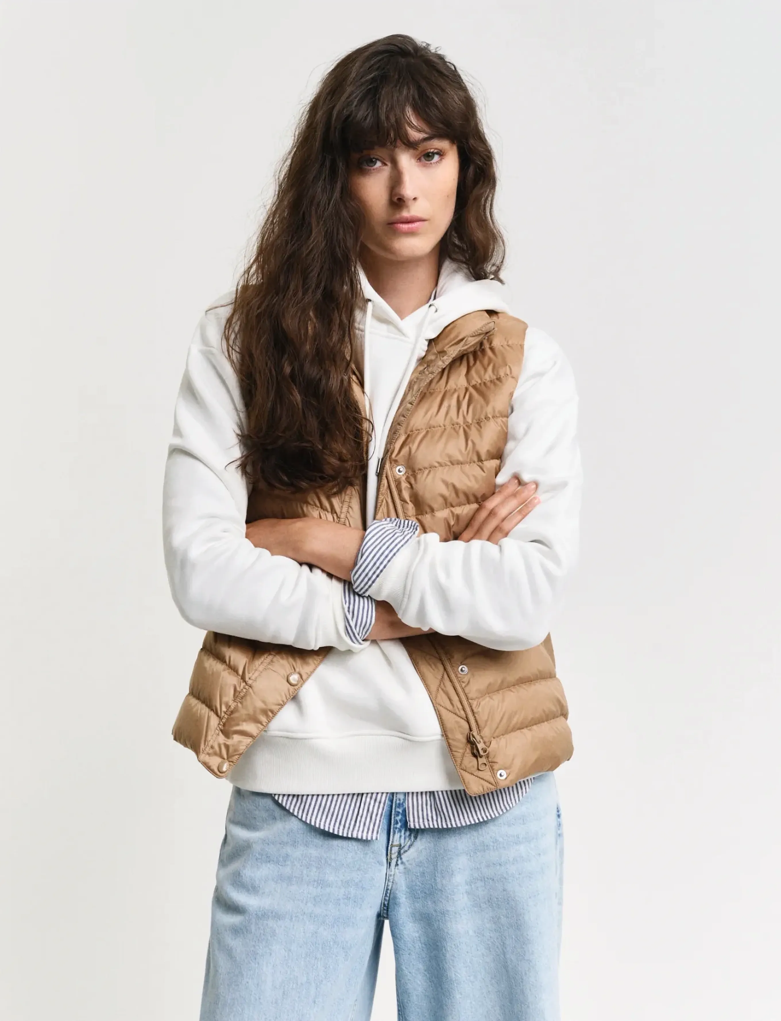 Gant Light Down Vest, Kvinder, Let Dunvest, Beige, Str: L