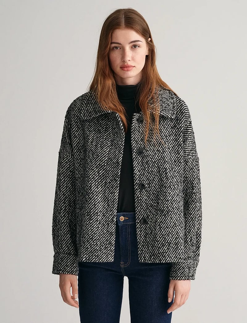 GANT - PATTERN CROPPED WOOL JACKET - wolljacken - charcoal melange - 0