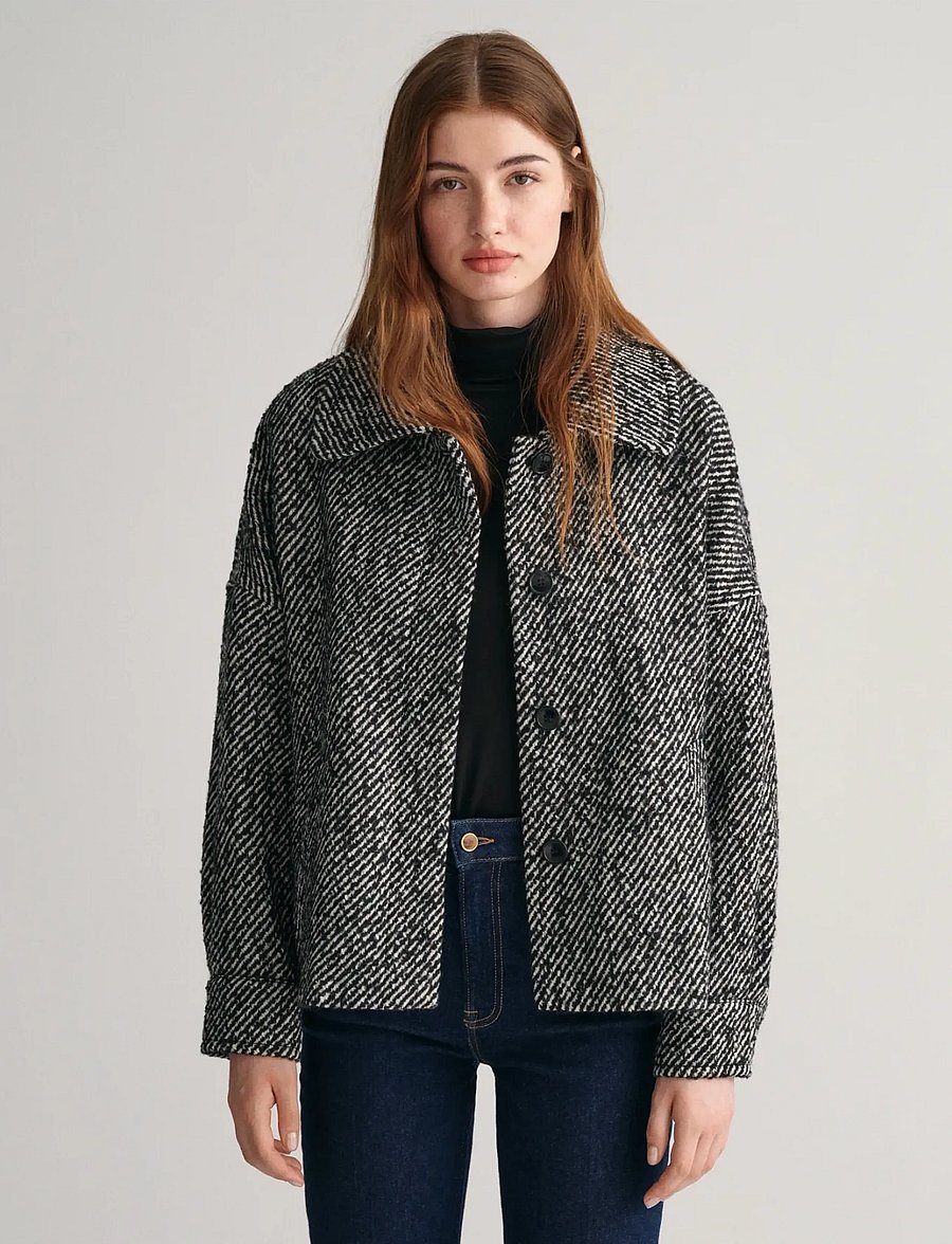 Gant - PATTERN CROPPED WOOL JACKET - wolljacken - charcoal melange - 0