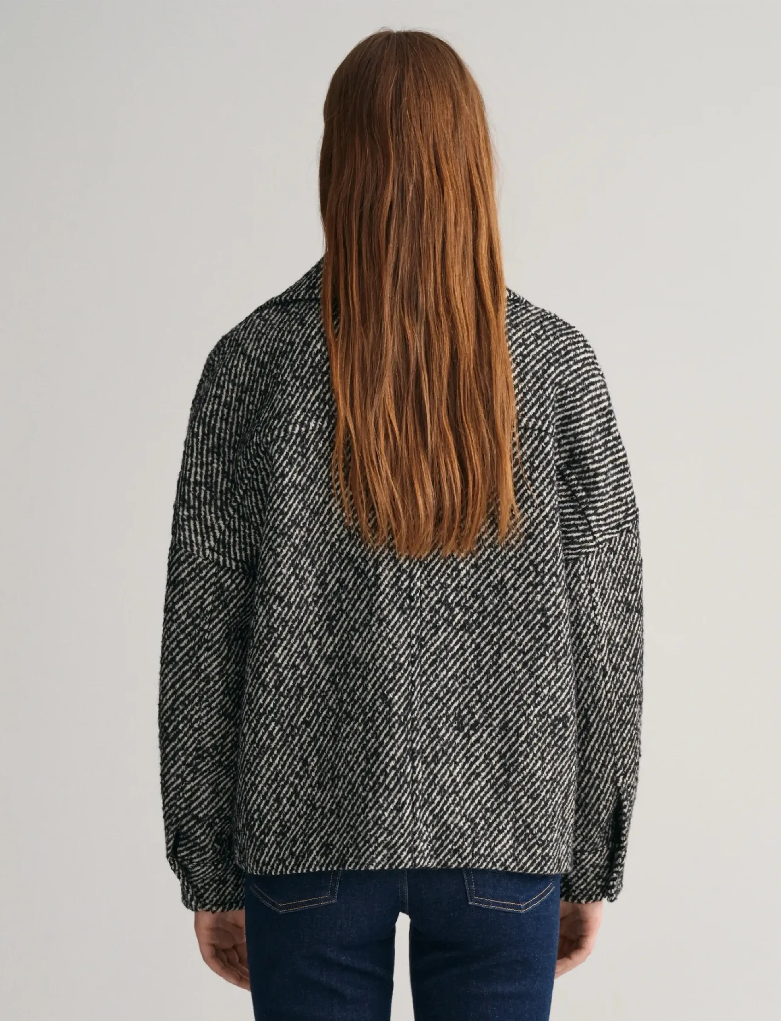 Gant - PATTERN CROPPED WOOL JACKET - outerwear - charcoal melange - 3