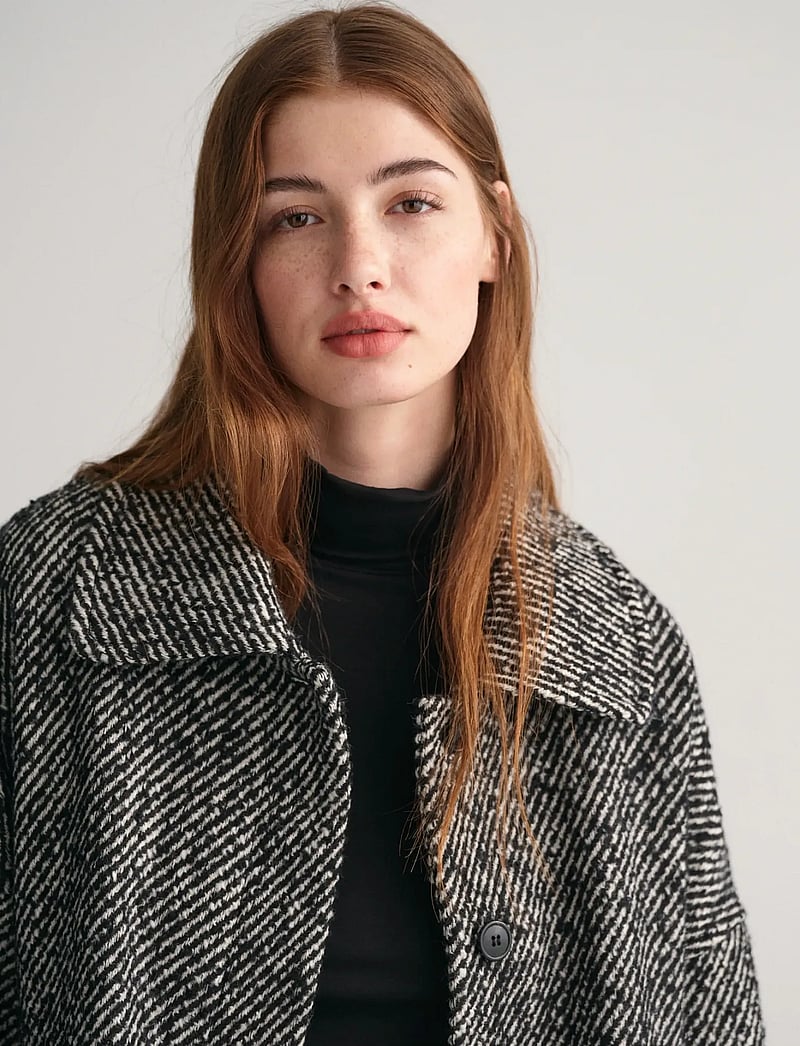 GANT - PATTERN CROPPED WOOL JACKET - wolljacken - charcoal melange - 4