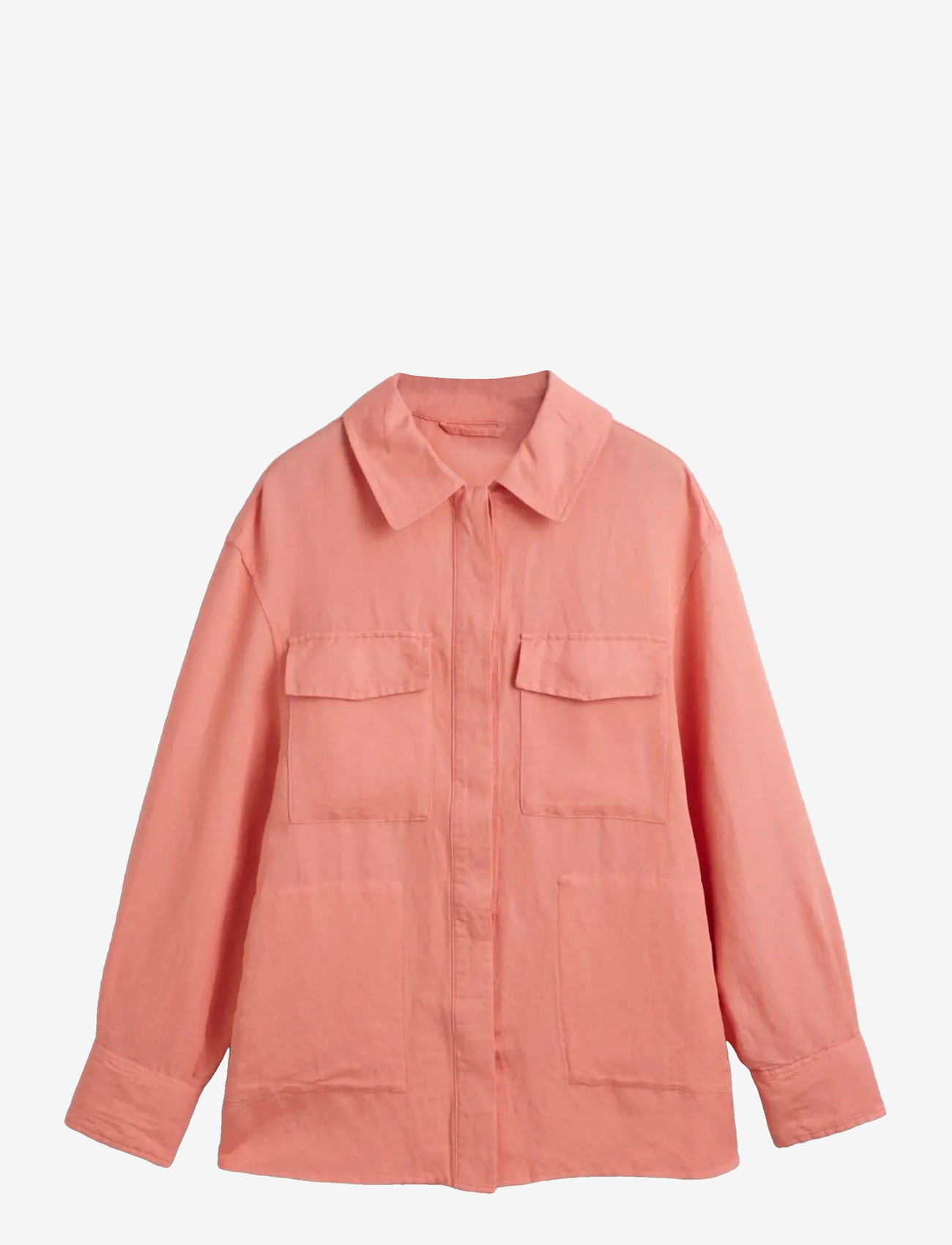 Gant - REL LINEN BLEND OVERSHIRT - overshirts - peachy pink - 1