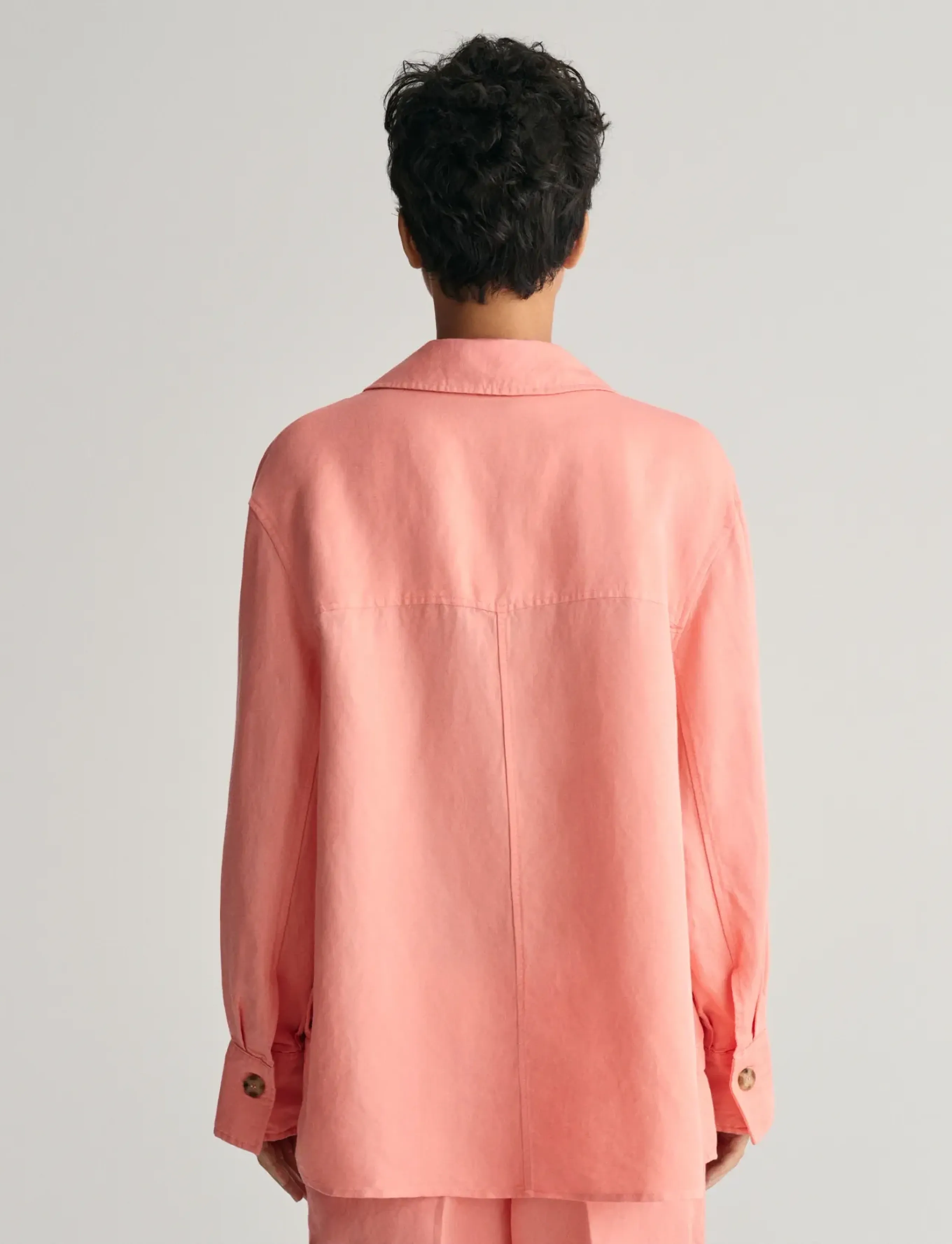 Gant - REL LINEN BLEND OVERSHIRT - overshirts - peachy pink - 2