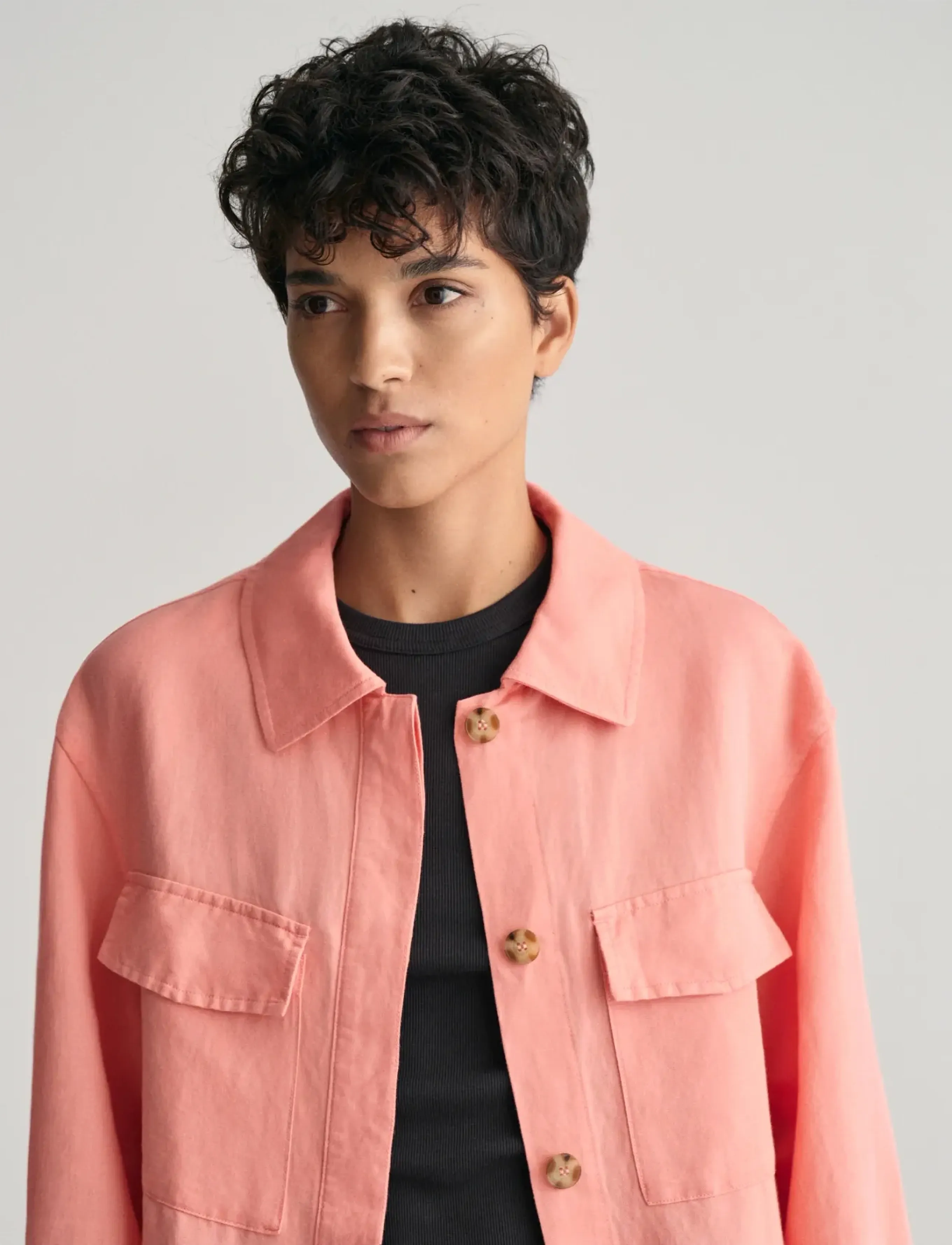 Gant - REL LINEN BLEND OVERSHIRT - overshirts - peachy pink - 3