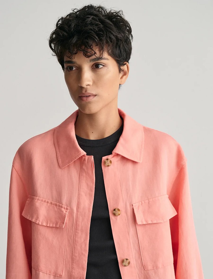 Gant - REL LINEN BLEND OVERSHIRT - overshirts - peachy pink - 3