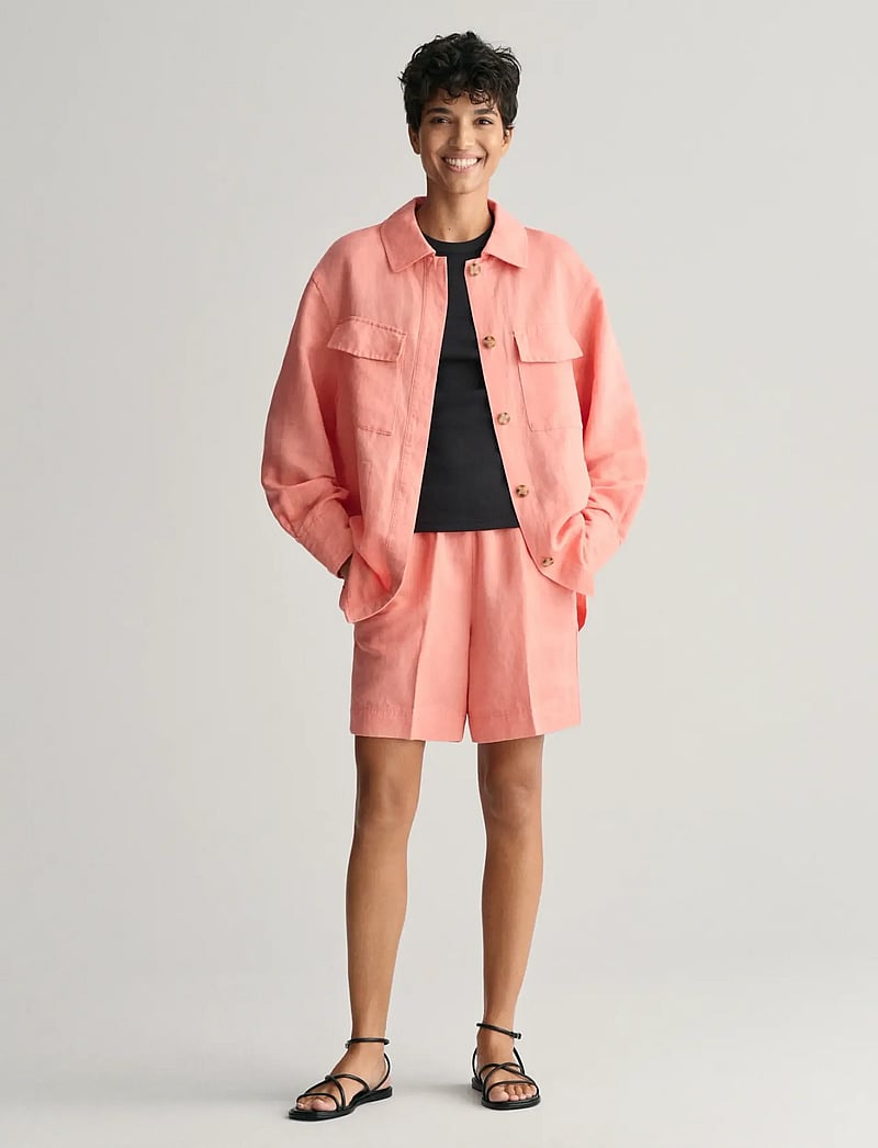 Gant - REL LINEN BLEND OVERSHIRT - overshirts - peachy pink - 4