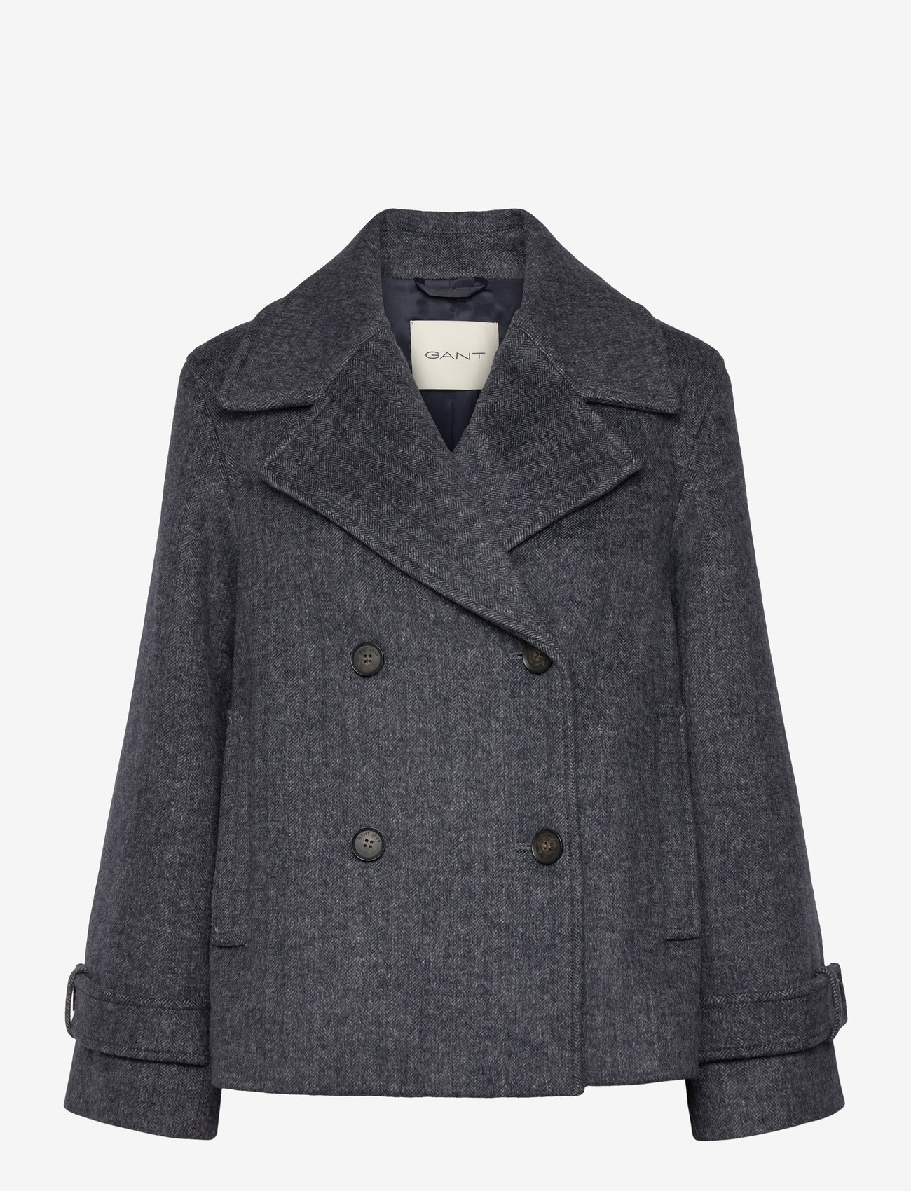 GANT - CROPPED HERRINGBONE WOOL JACKET - efterårsjakker - evening blue - 0