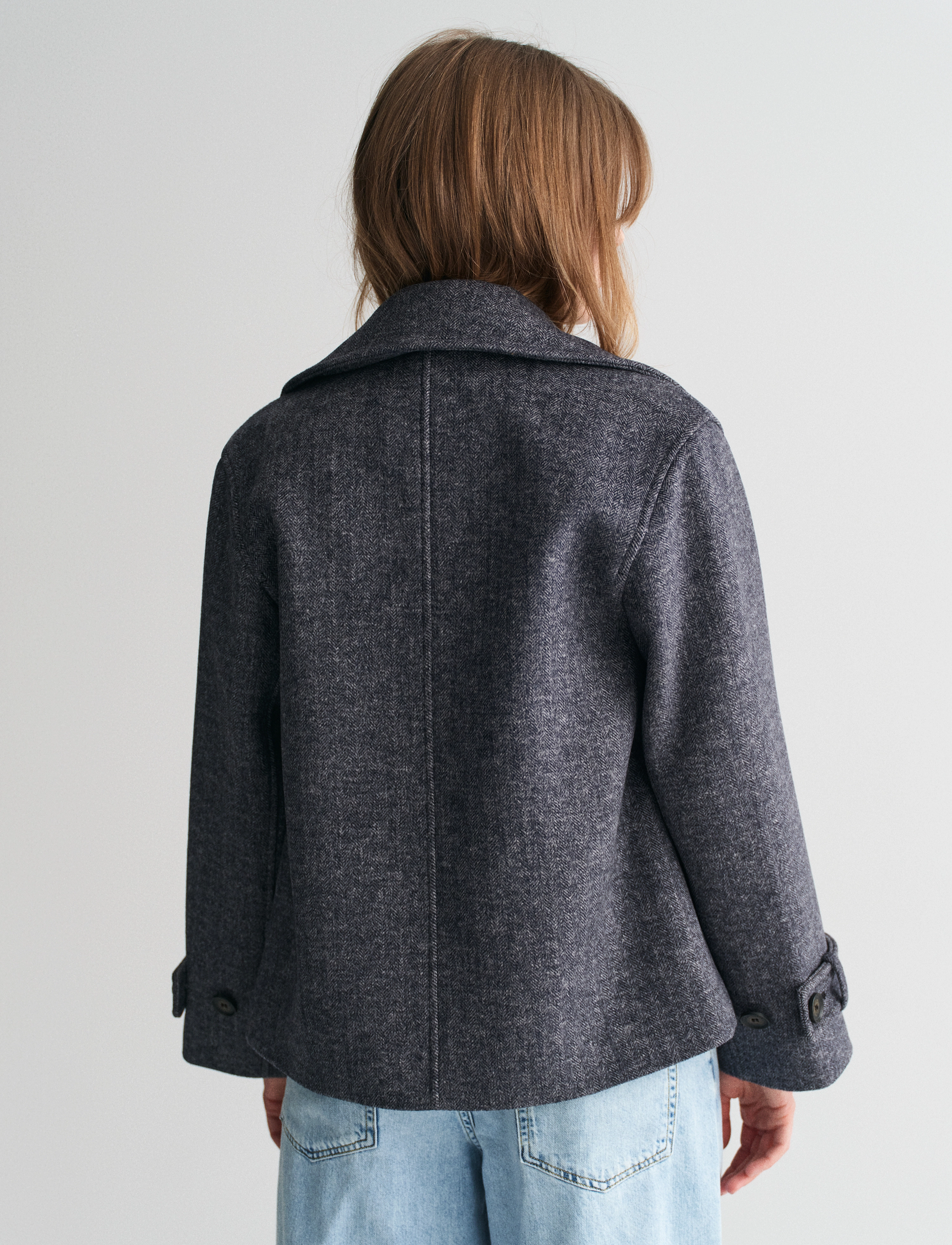 Gant - CROPPED HERRINGBONE WOOL JACKET - evening blue - 3