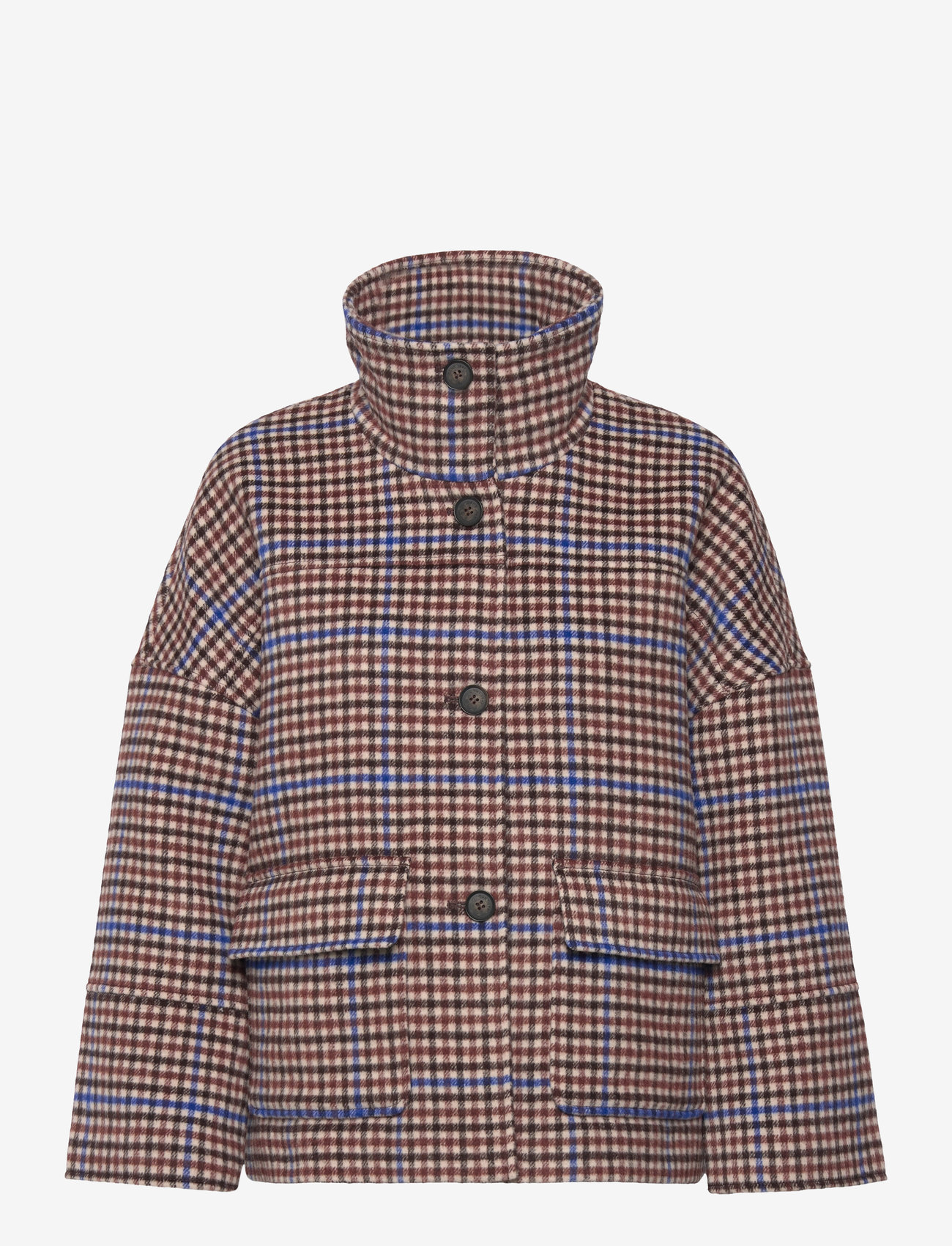 GANT - CHECKED CROPPED WOOL JACKET - college blue - 0