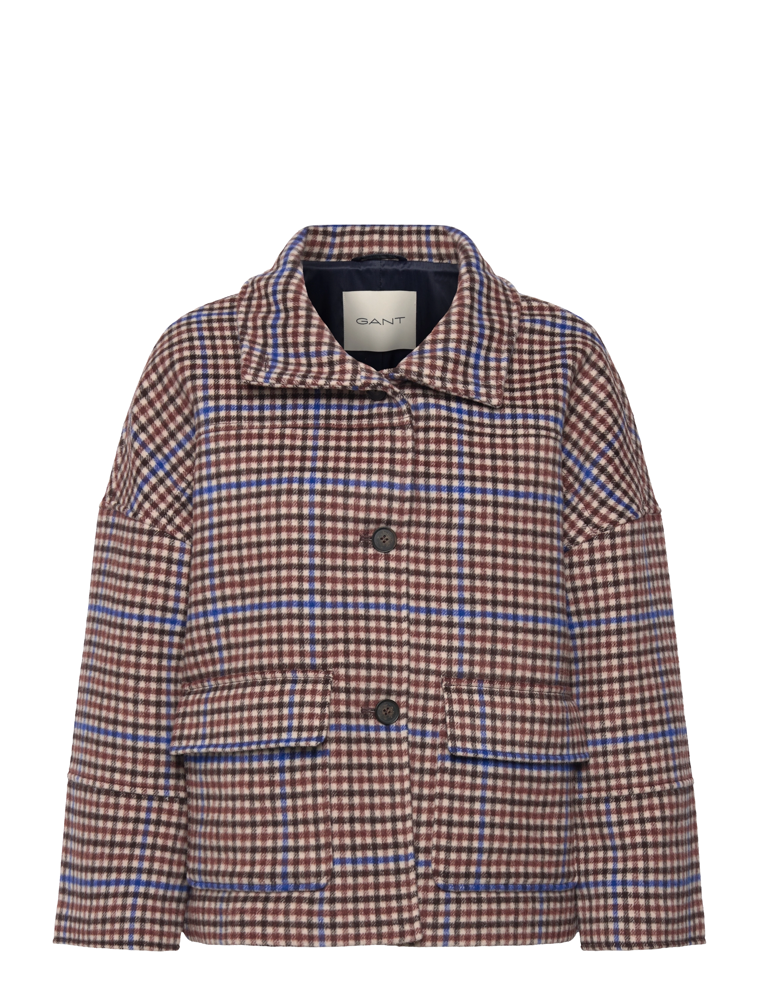 GANT - CHECKED CROPPED WOOL JACKET - college blue - 3