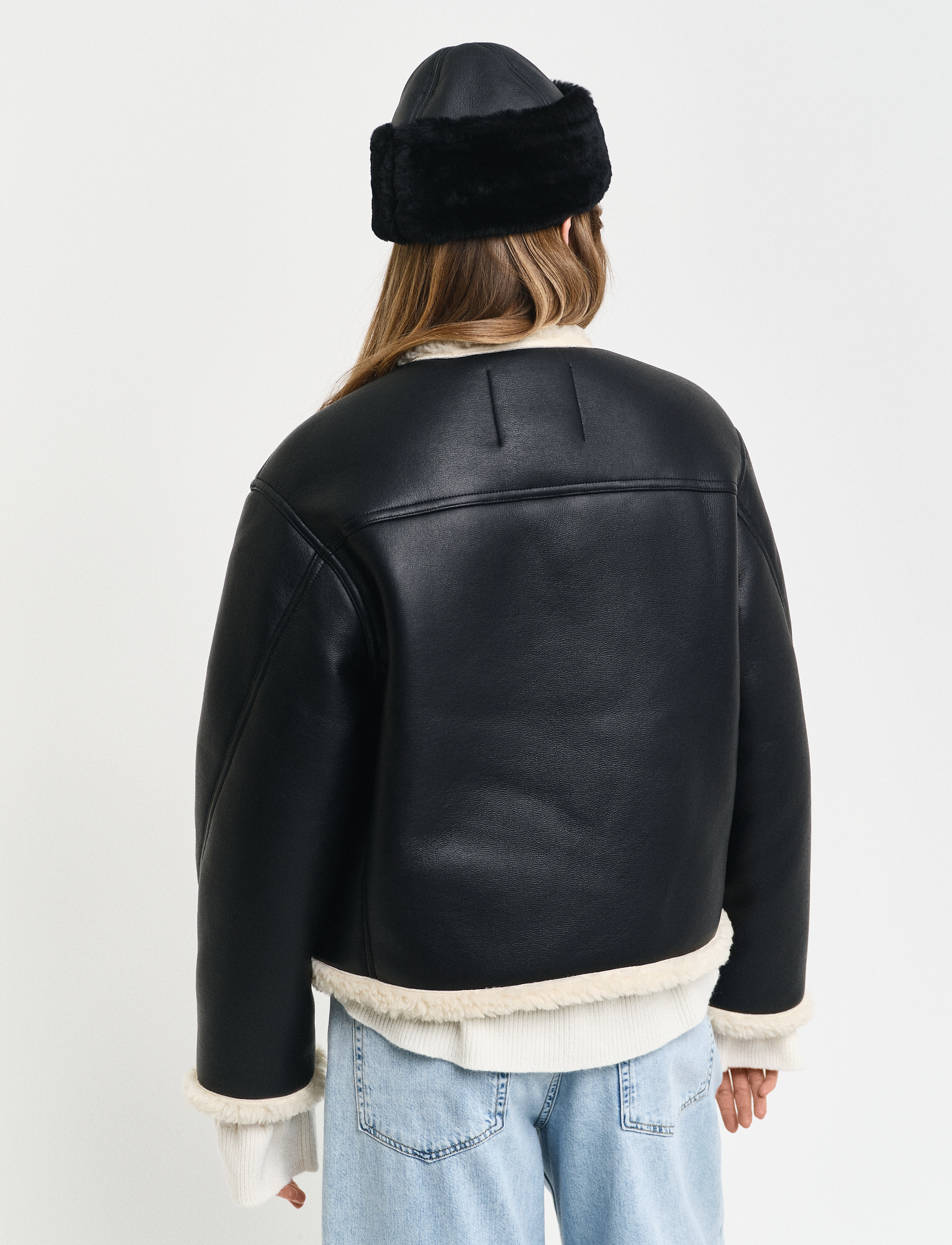 GANT - FAUX SHEARLING SHORT JACKET - black - 4
