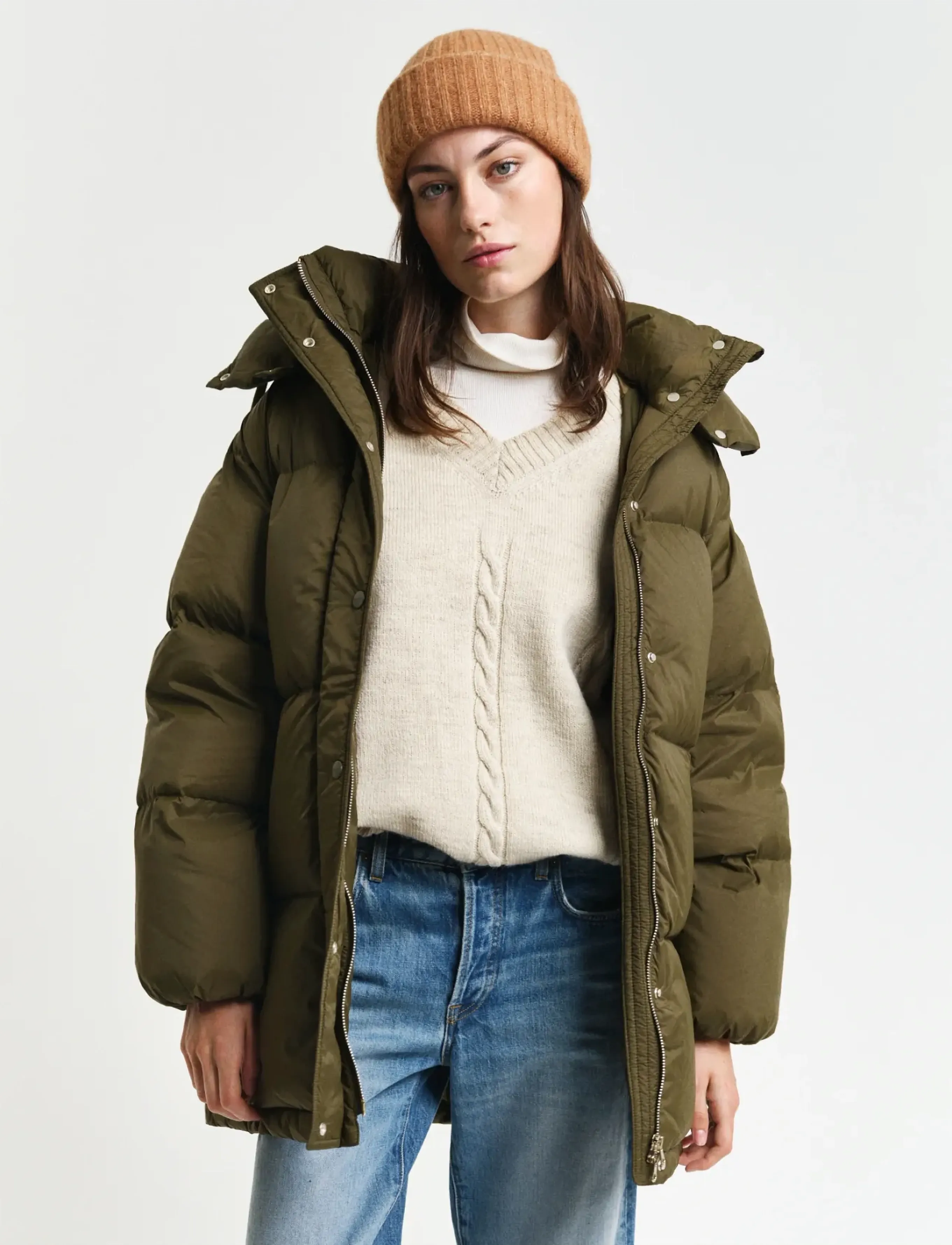 GANT MID LENGTH DOWN JACKET - Pakkumised - DARK CACTUS / khaki/green