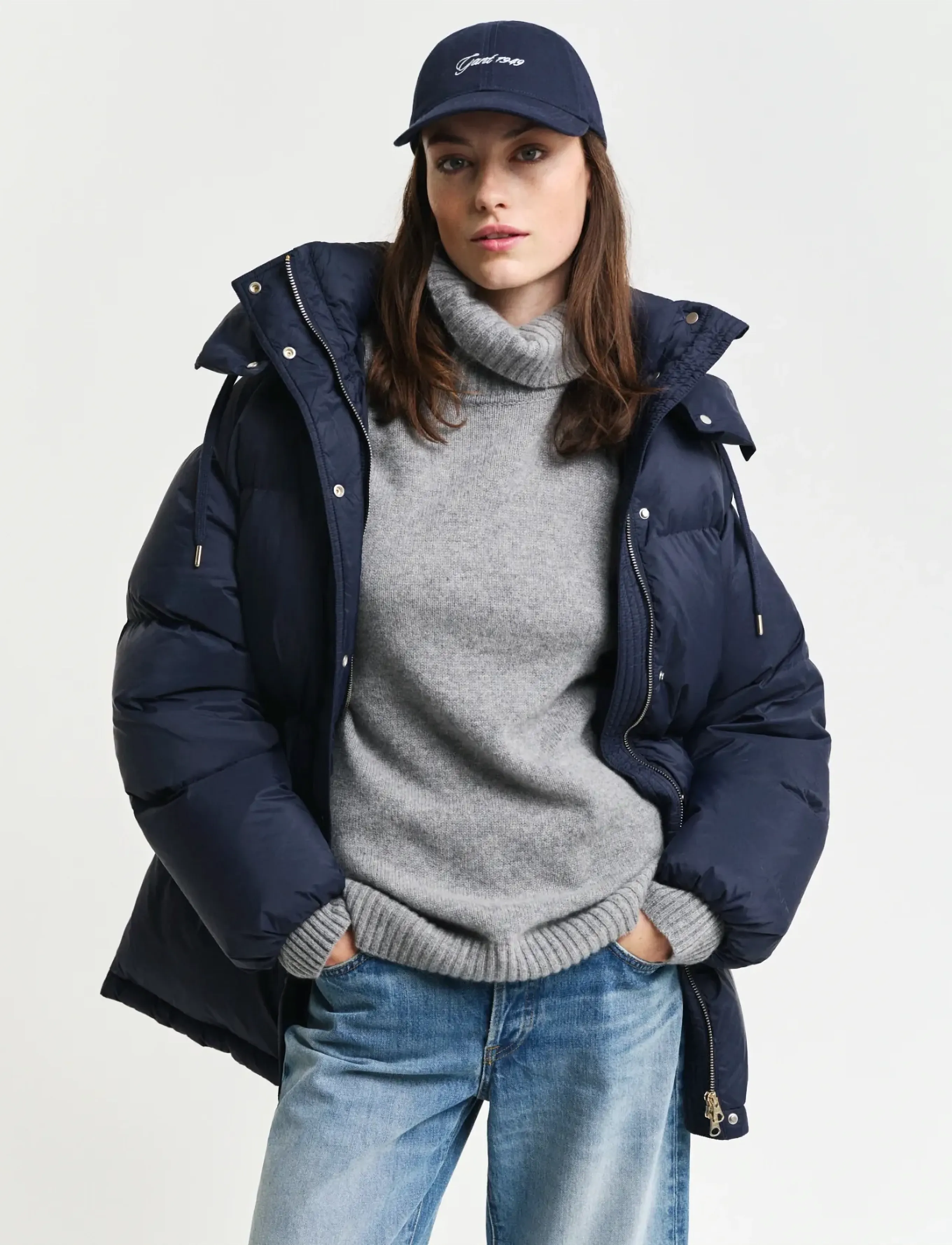 GANT MID LENGTH DOWN JACKET - Talvitakit - EVENING BLUE / navy