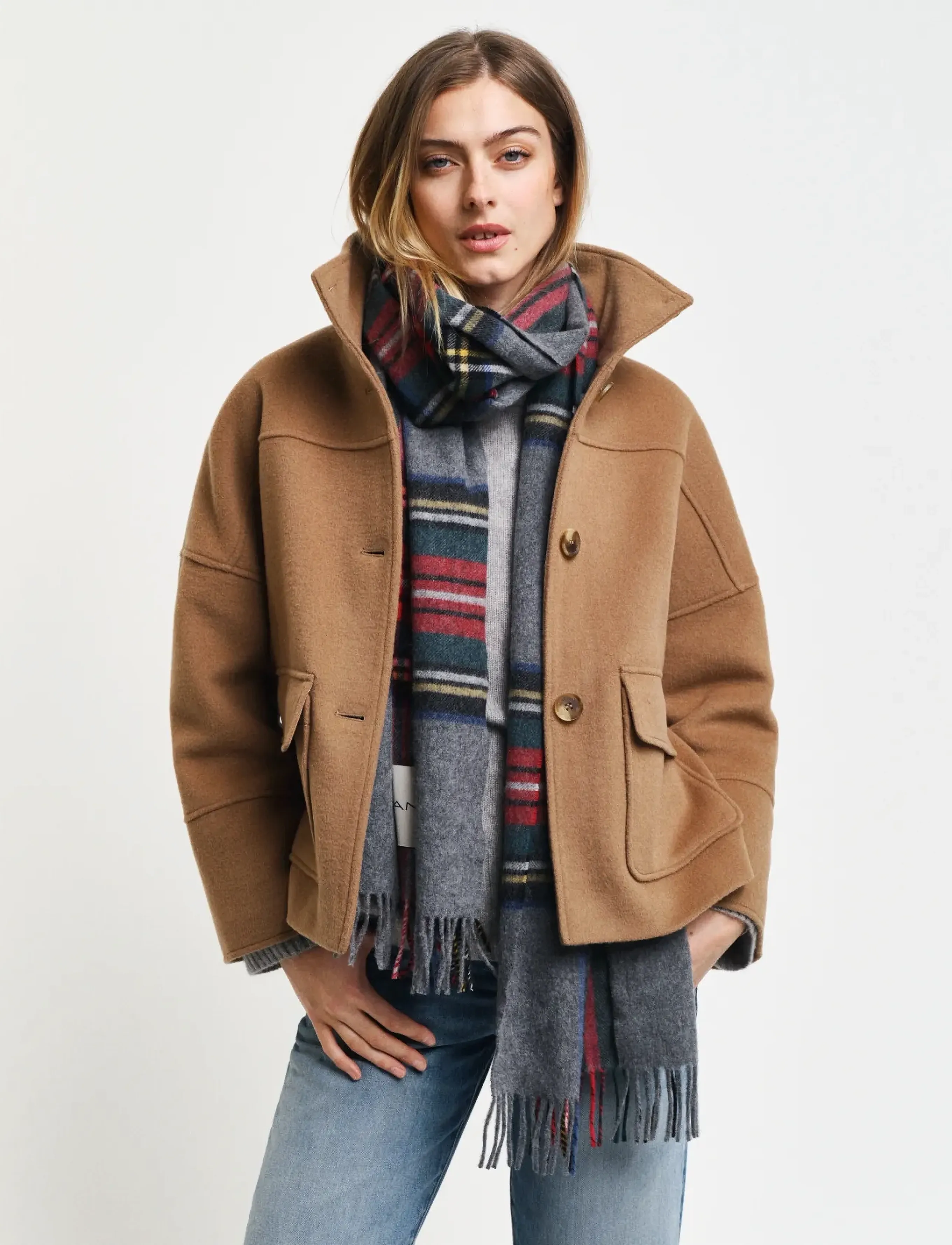 Gant CROPPED WOOL JACKET - Jackets - WARM KHAKI / beige