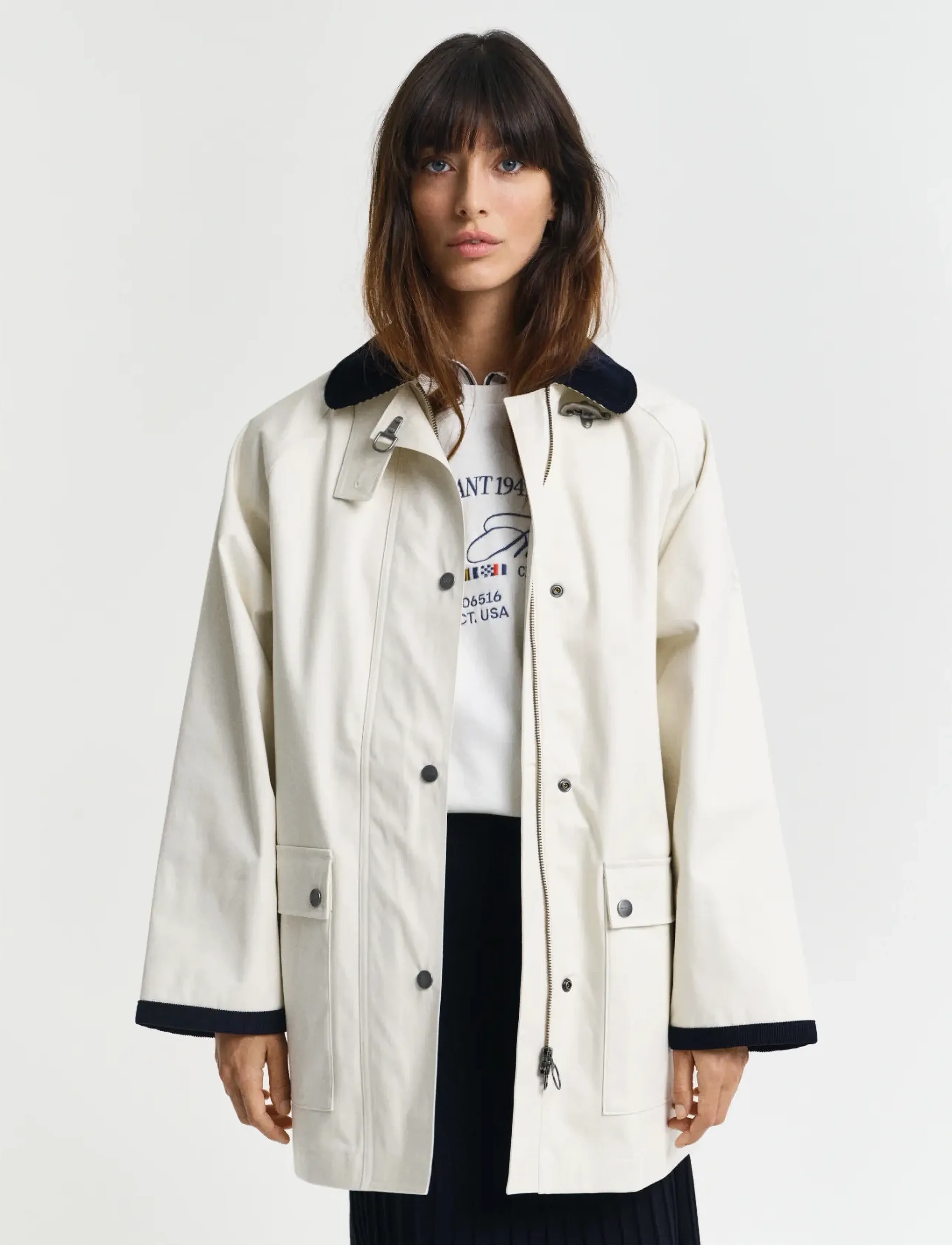 Gant CONTRAST COLLAR SALING JACKET - Transitional Layering - LINEN / cream