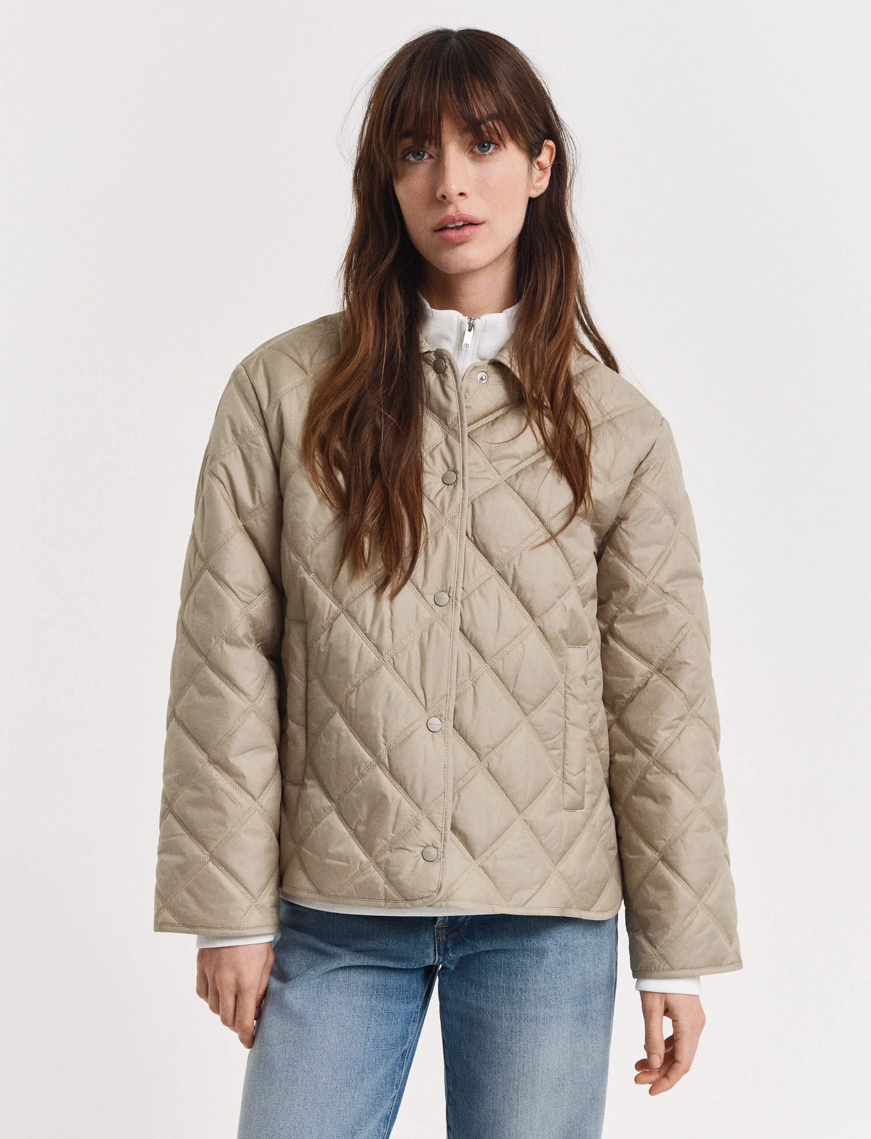 Gant Quilted Jacket With Collar, S, Jackets, Beige - Frauen