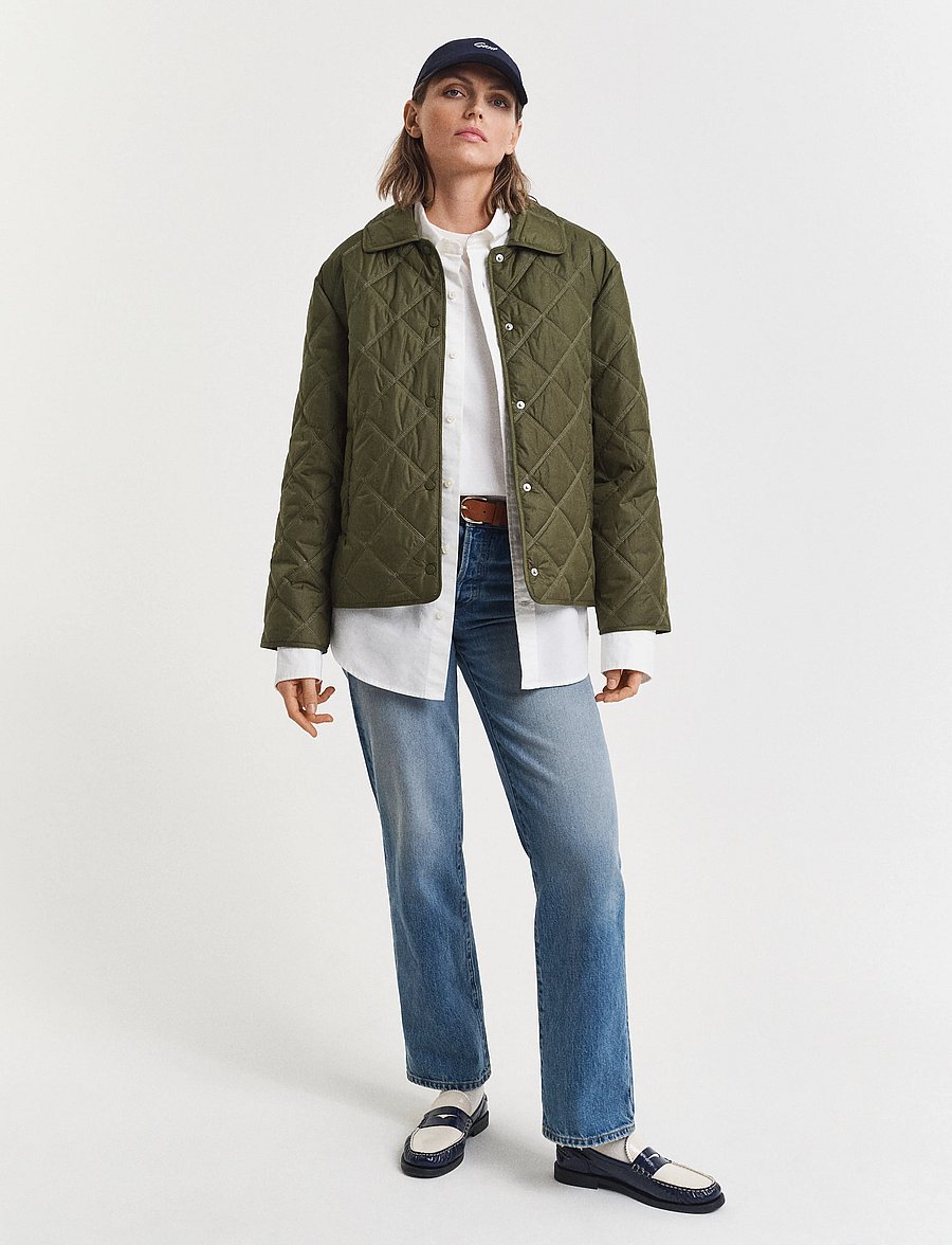 Gant - QUILTED JACKET WITH COLLAR - frühlingsjacken - moss green - 5
