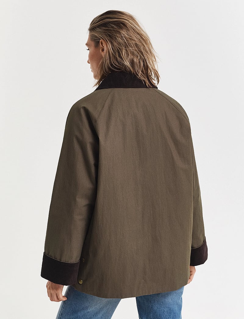 GANT - WAXED COTTON BARN JACKET - höstjackor - dark moss green - 3