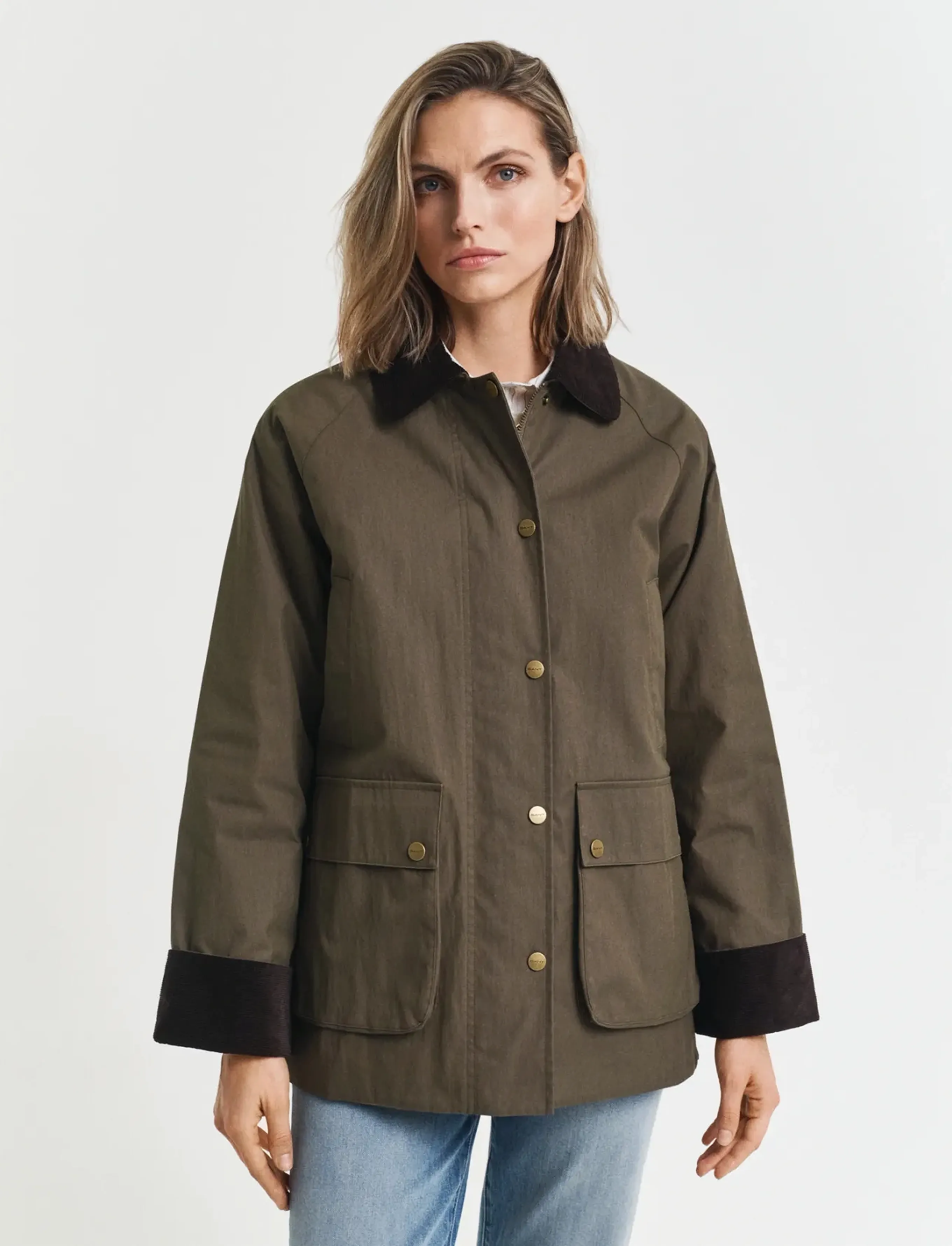 Gant - WAXED COTTON BARN JACKET - frühlingsjacken - dark moss green - 4