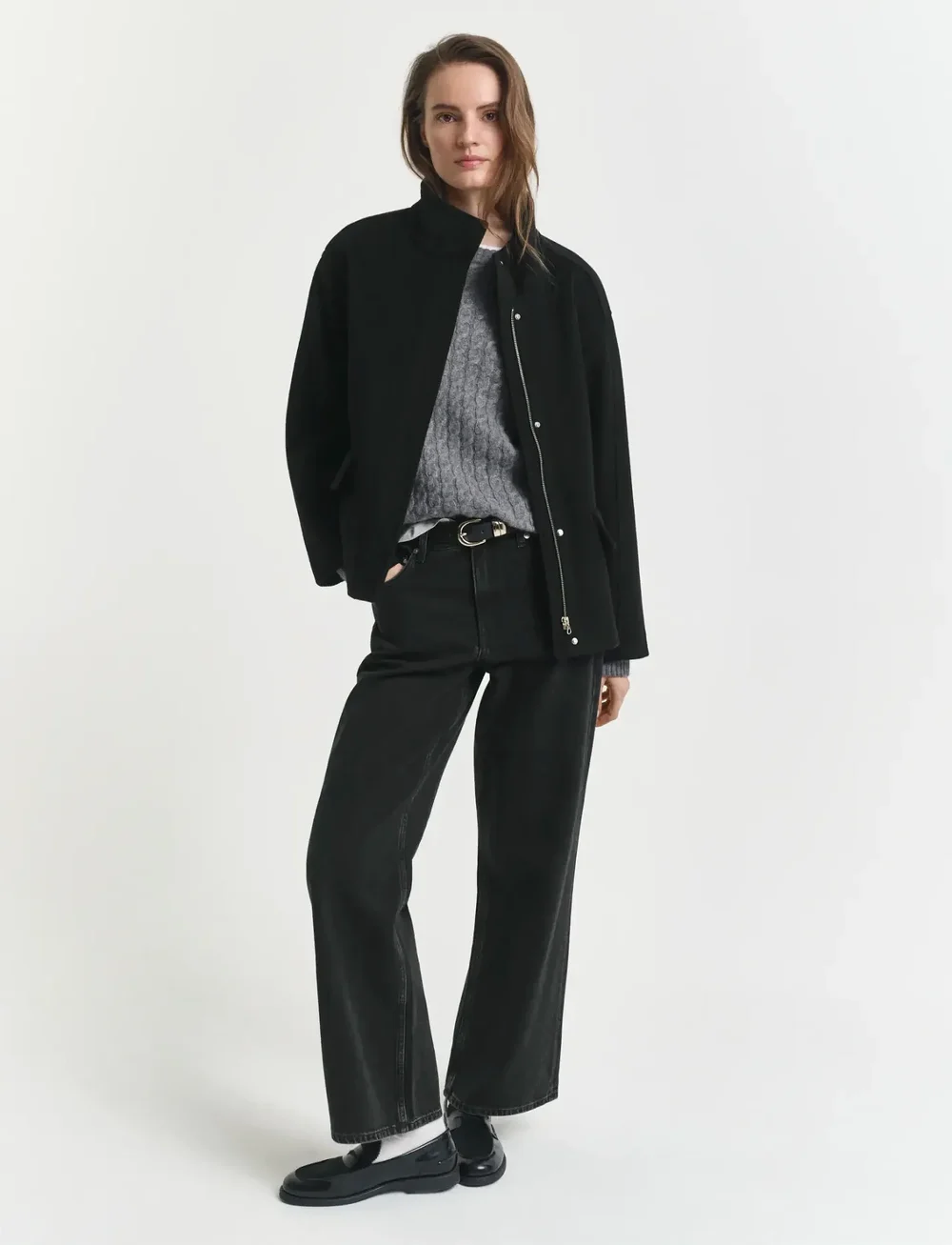 GANT - SHORT WOOL JACKET WITH ZIP - wollen jassen - black - 0