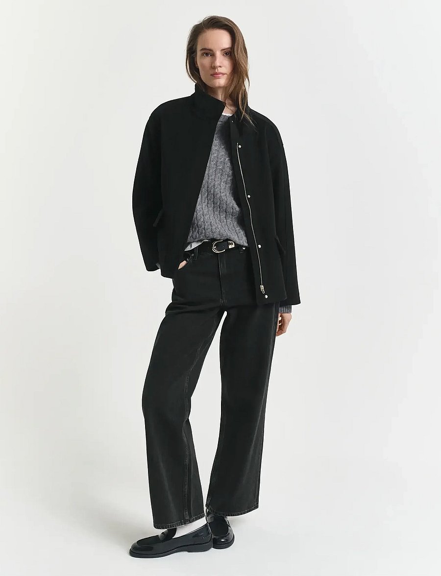 Gant - SHORT WOOL JACKET WITH ZIP - wolljacken - black - 0