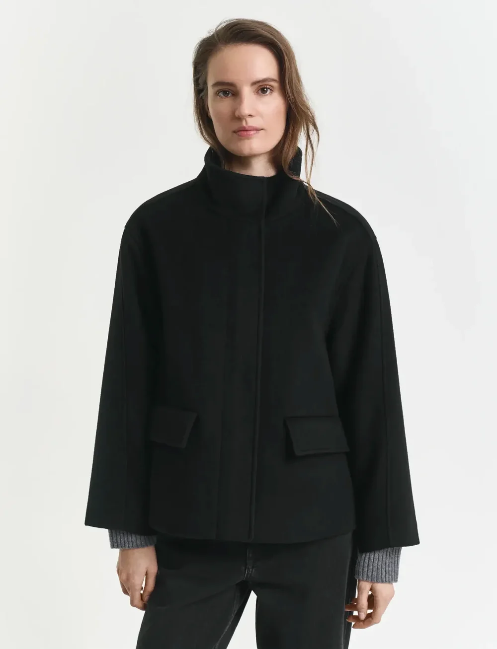 GANT - SHORT WOOL JACKET WITH ZIP - wollen jassen - black - 3