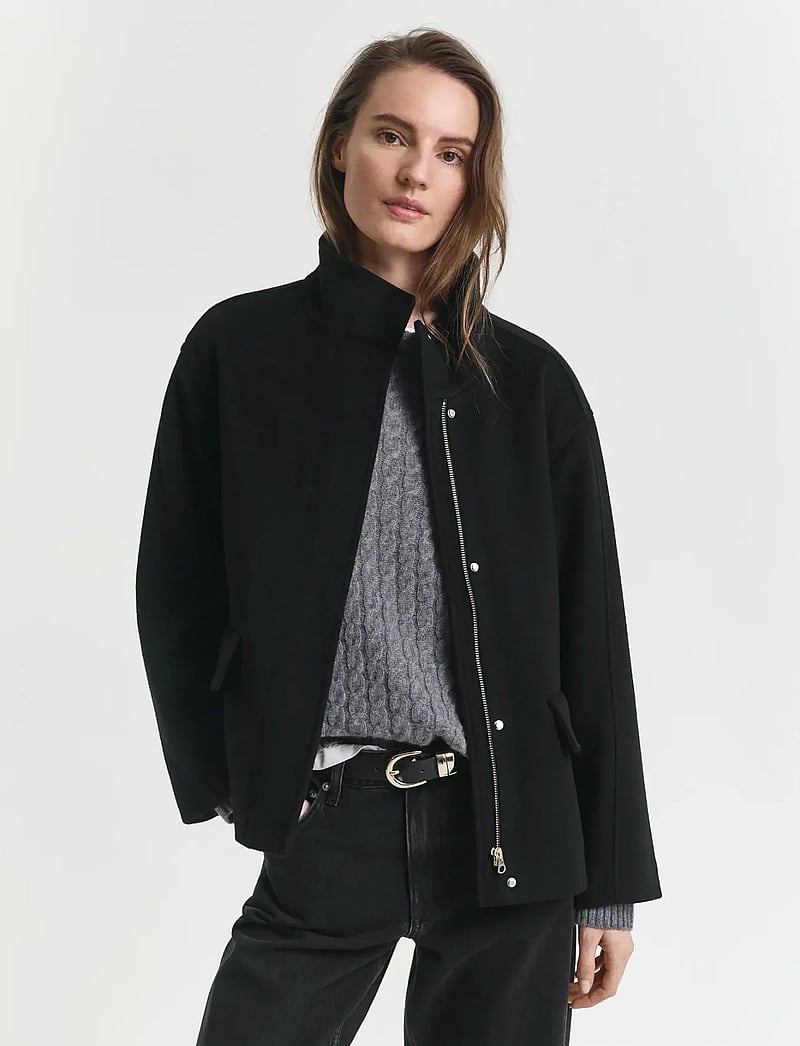 GANT - SHORT WOOL JACKET WITH ZIP - villased jakid - black - 4