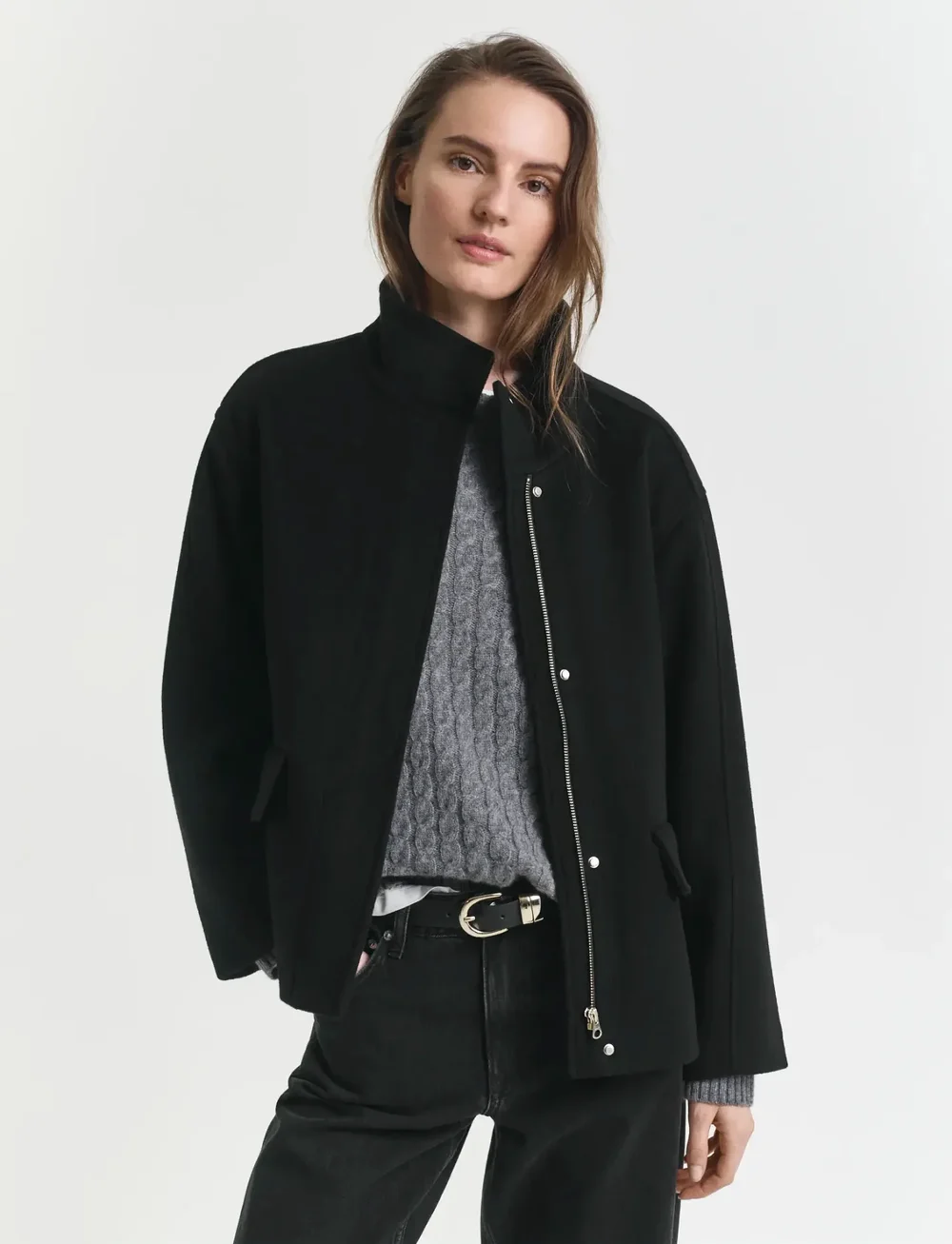 GANT - SHORT WOOL JACKET WITH ZIP - wollen jassen - black - 4