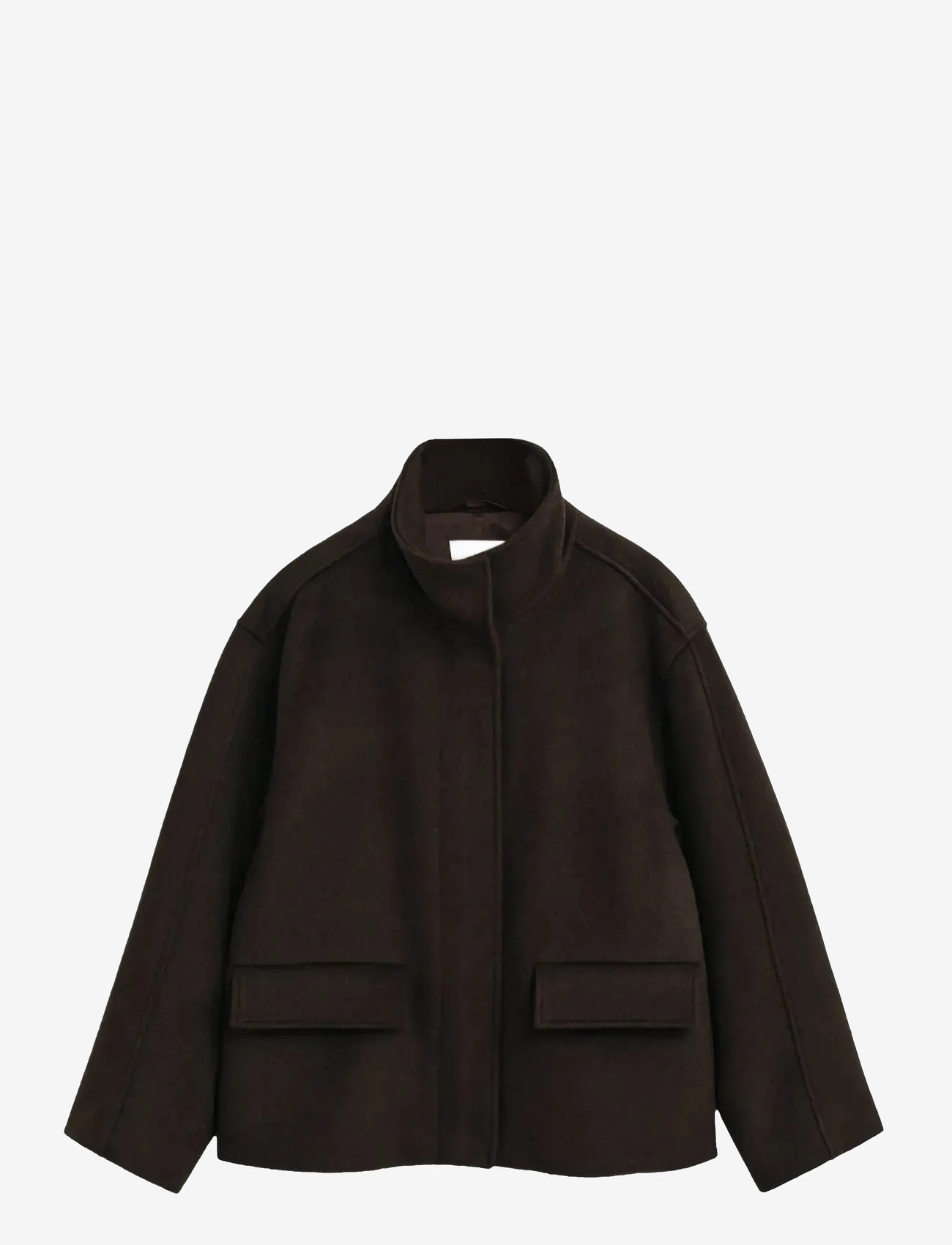 GANT - SHORT WOOL JACKET WITH ZIP - efterårsjakker - deep brown - 0