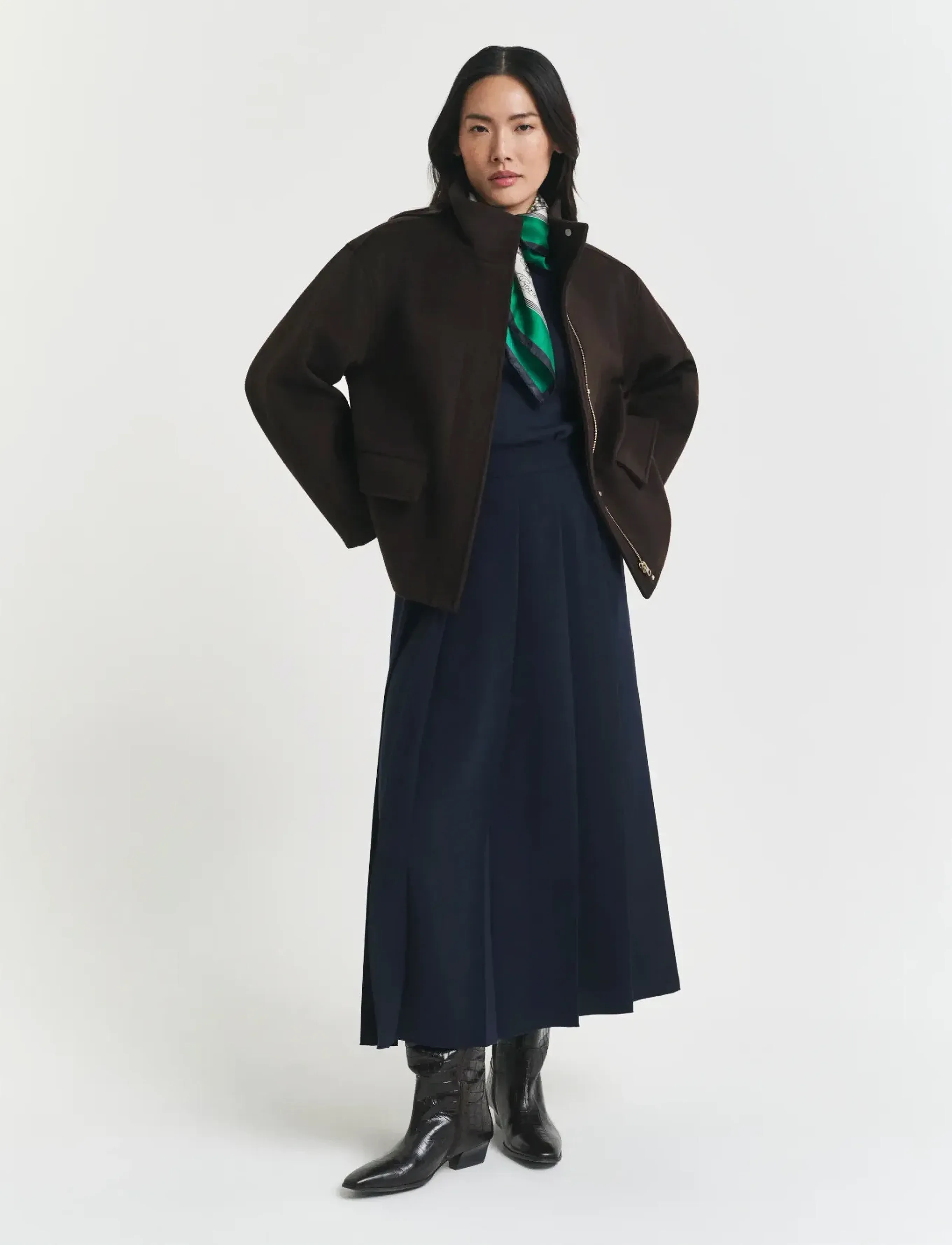 Gant - SHORT WOOL JACKET WITH ZIP - wool jackets - deep brown - 4