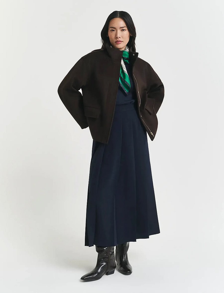 Gant - SHORT WOOL JACKET WITH ZIP - ulljackor - deep brown - 4