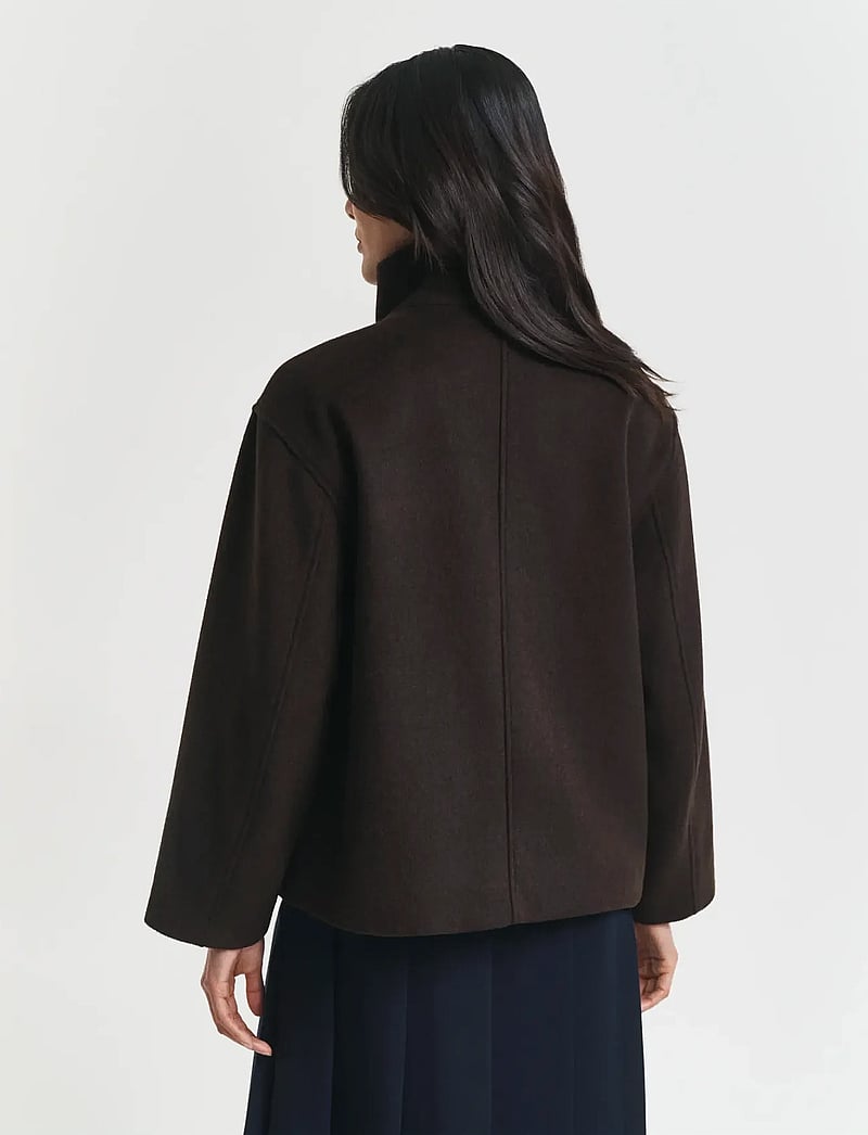 Gant - SHORT WOOL JACKET WITH ZIP - ulljackor - deep brown - 5