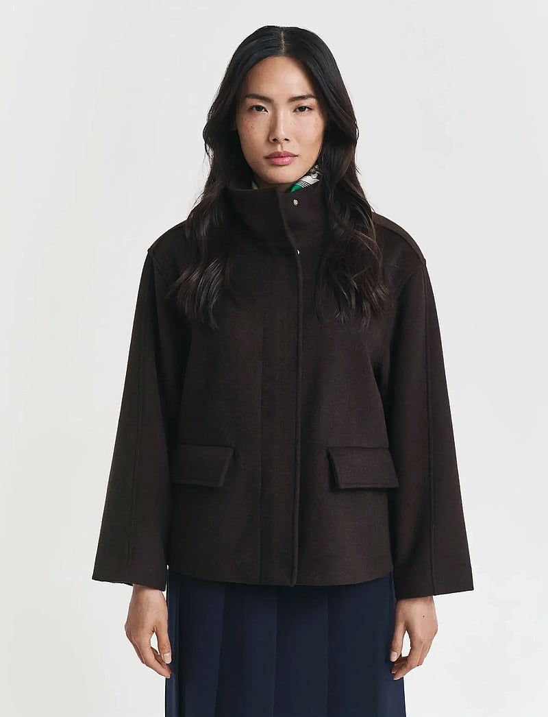 Gant - SHORT WOOL JACKET WITH ZIP - ulljackor - deep brown - 0