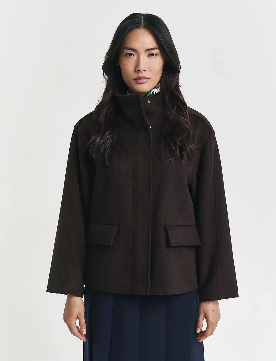 Gant - SHORT WOOL JACKET WITH ZIP - ulljackor - deep brown - 0